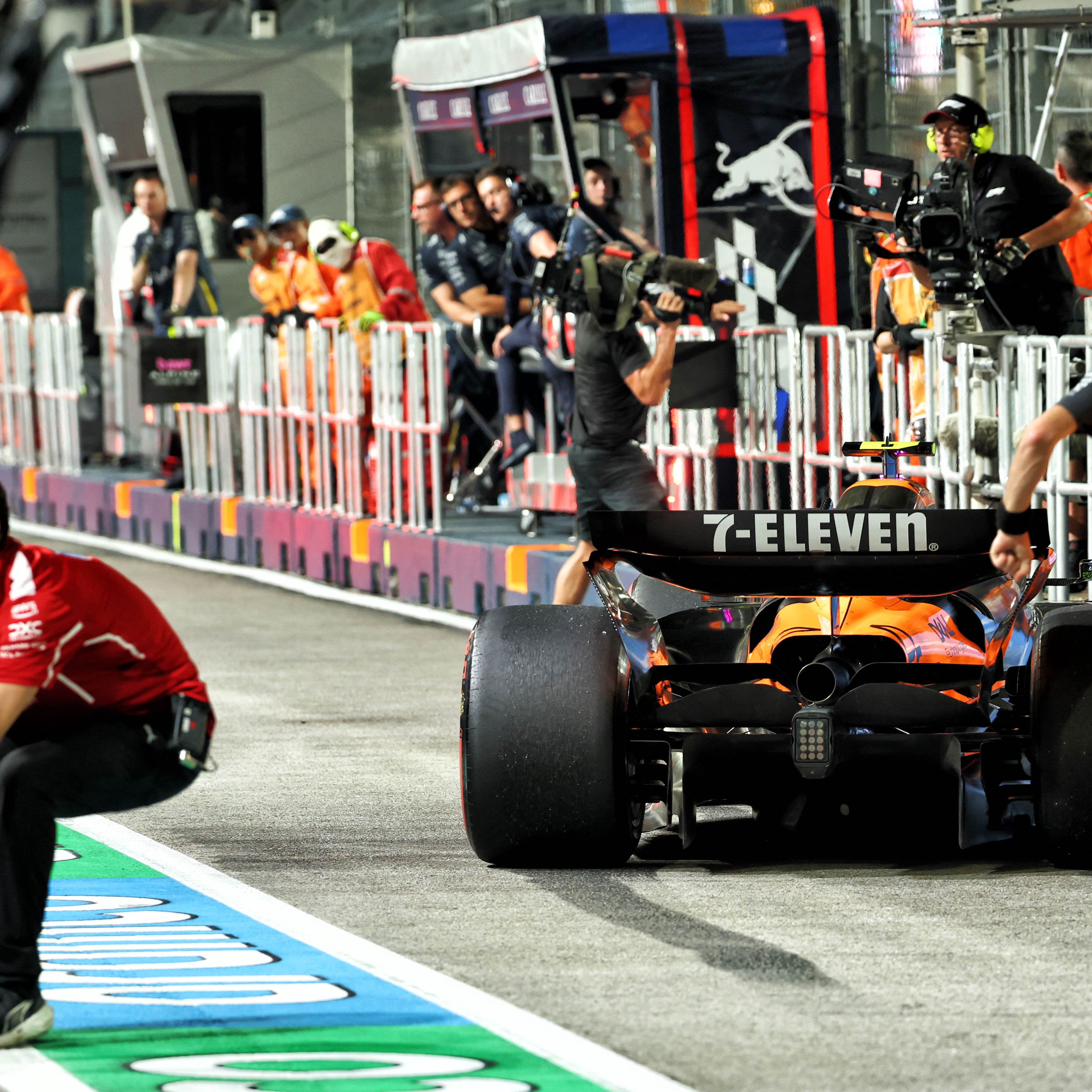 Norris was hit by Leclerc in the pit lane 