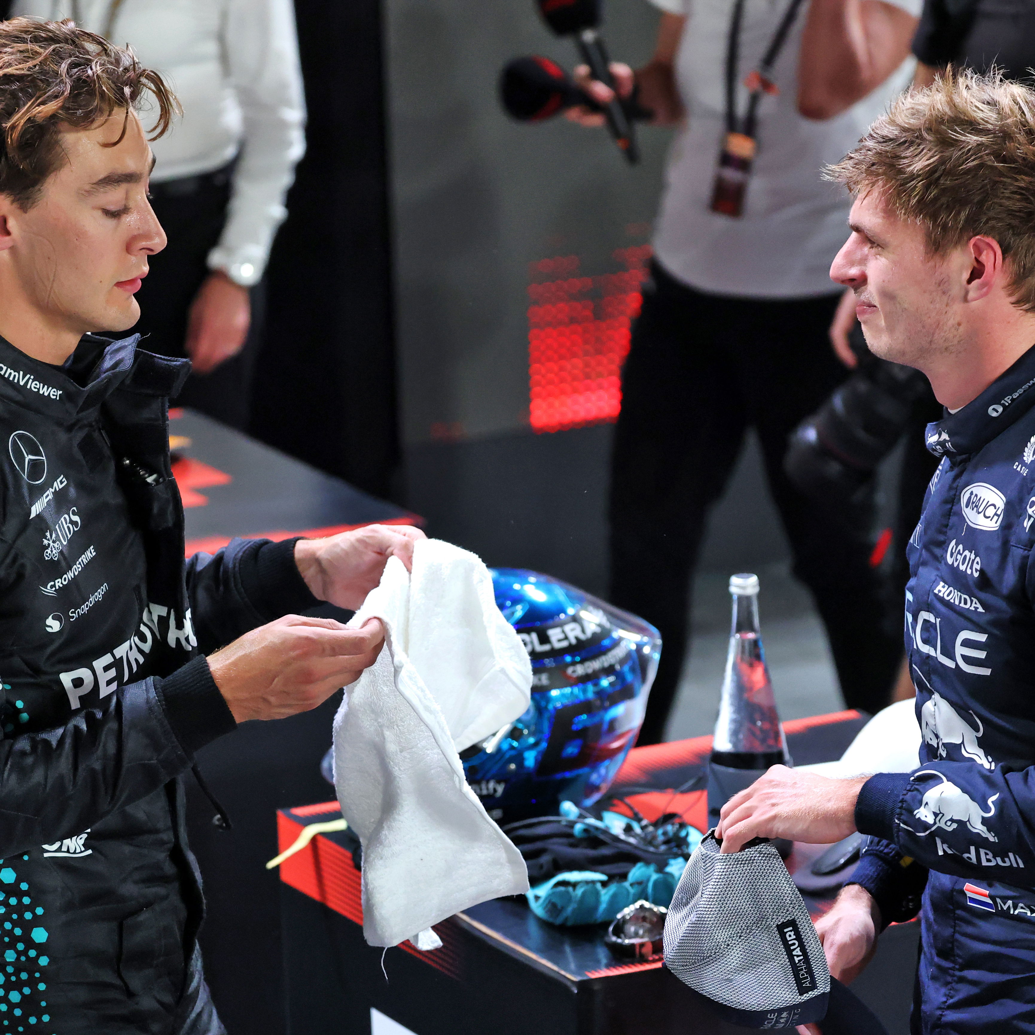 Russell and Verstappen will share the front row