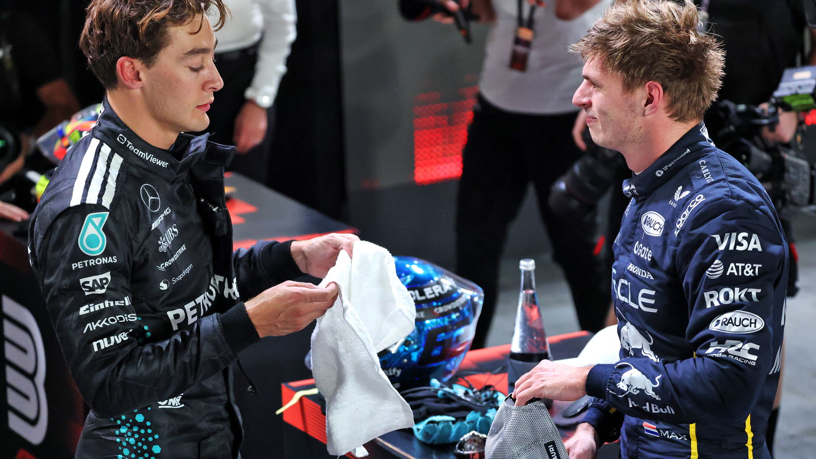 Russell and Verstappen will share the front row