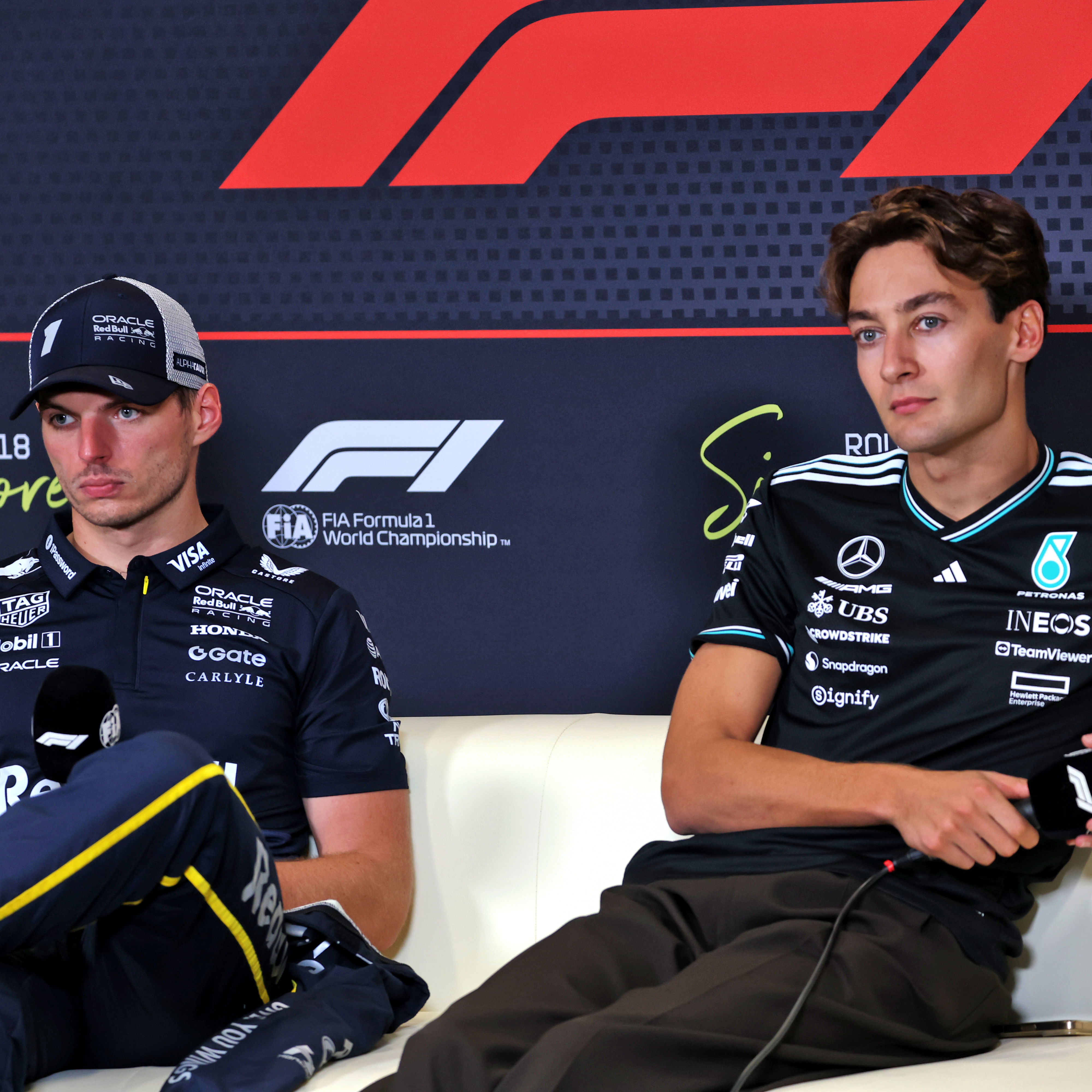Max Verstappen and George Russell 
