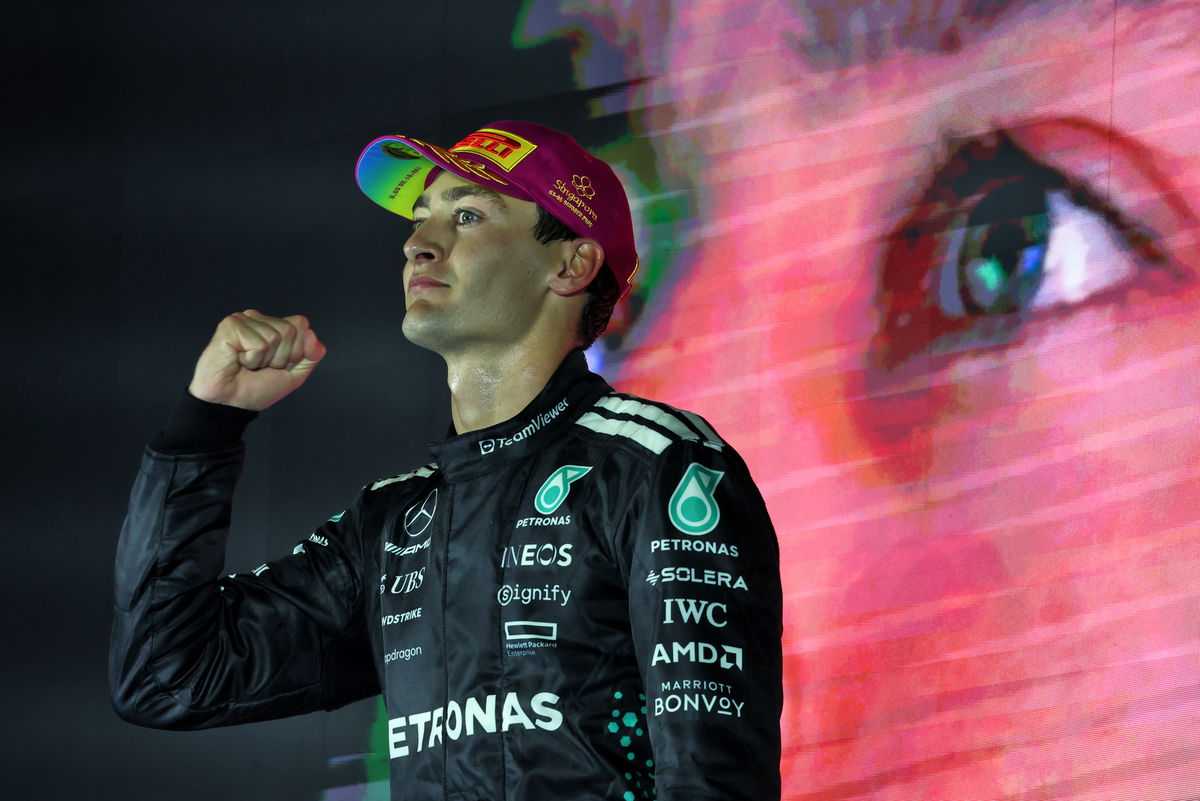 George Russell celebrates Singapore GP F1 win with Lewis Hamilton tribute