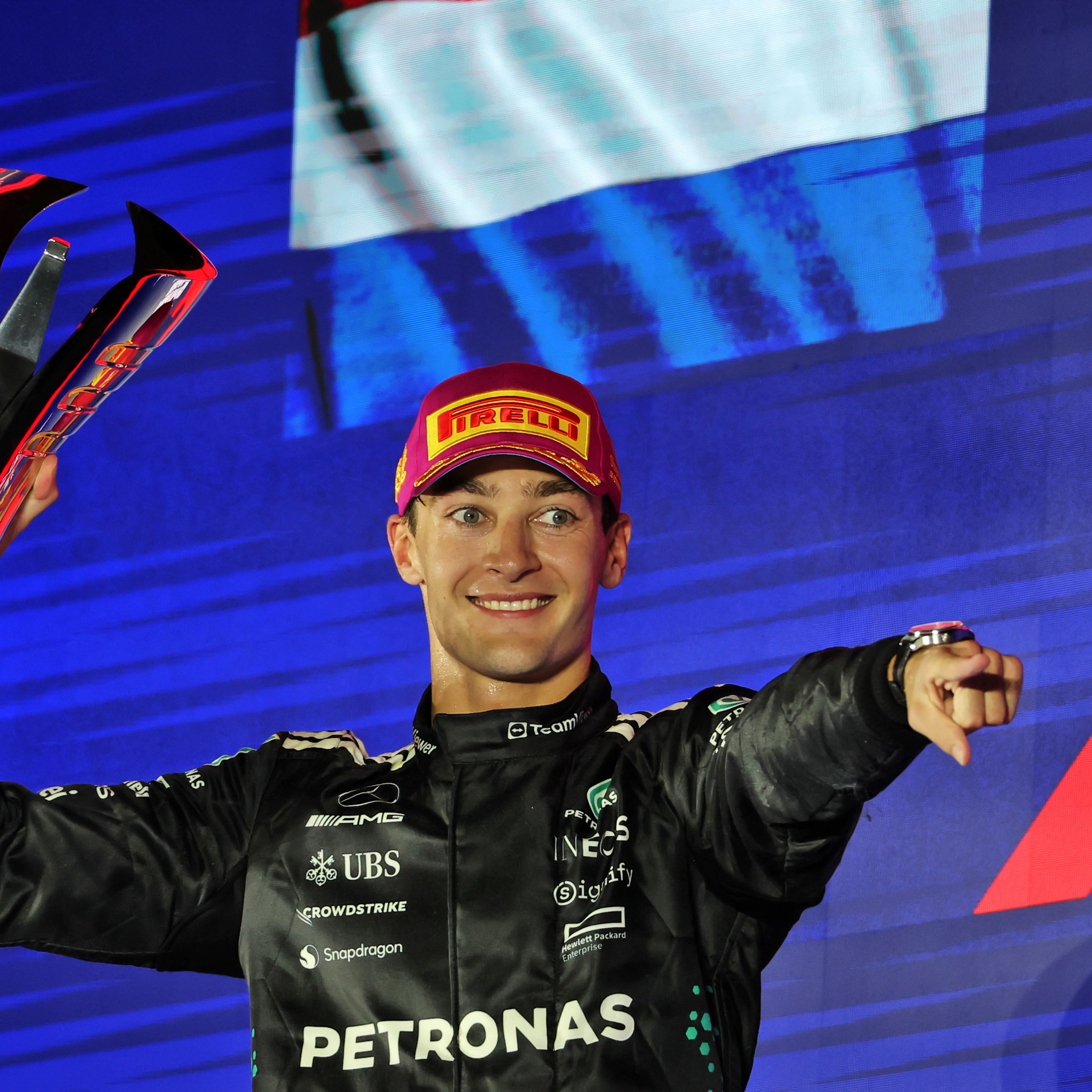 Russell celebrated his fifth F1 victory in Singapore 