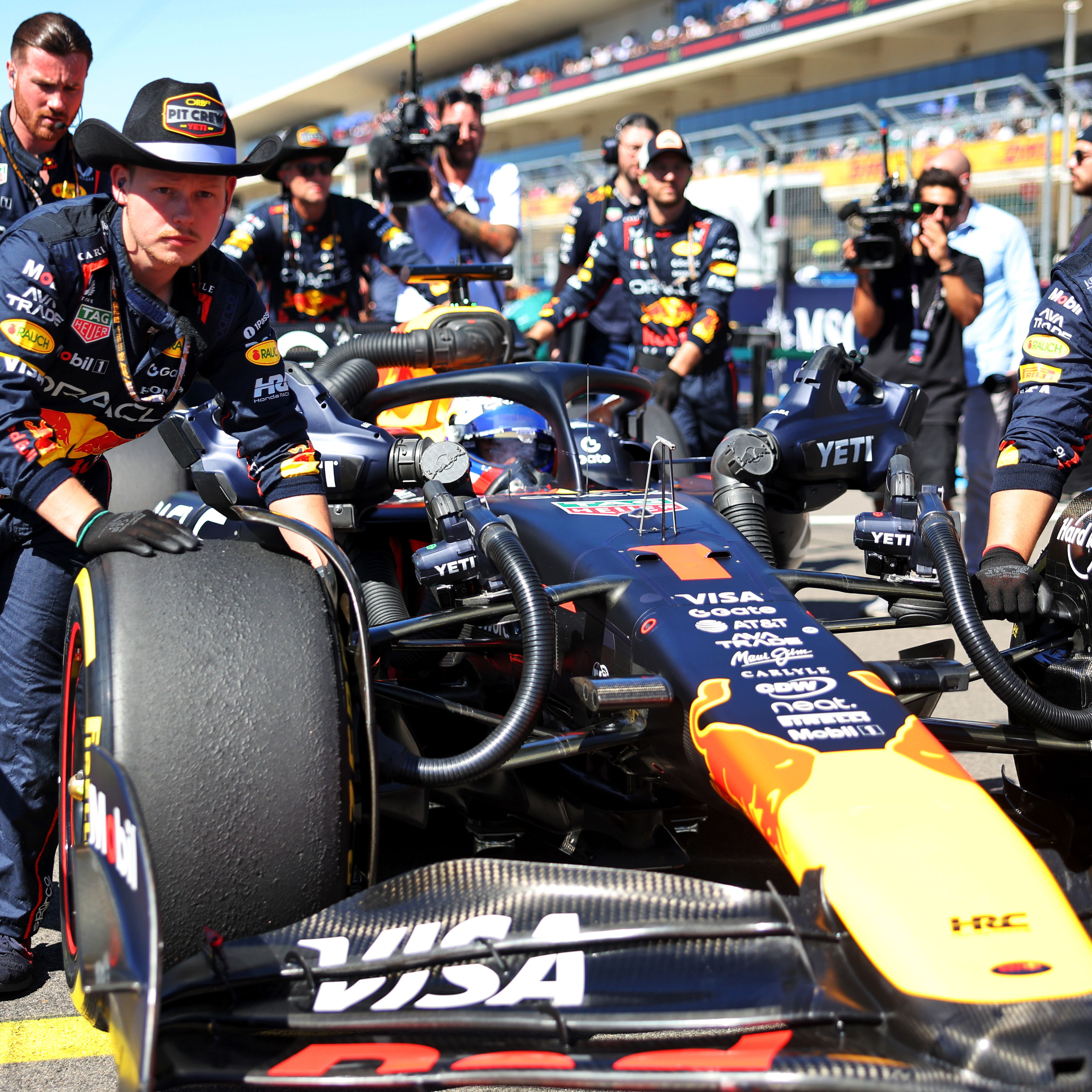 Verstappen wheeled onto the grid ahead of the US GP
