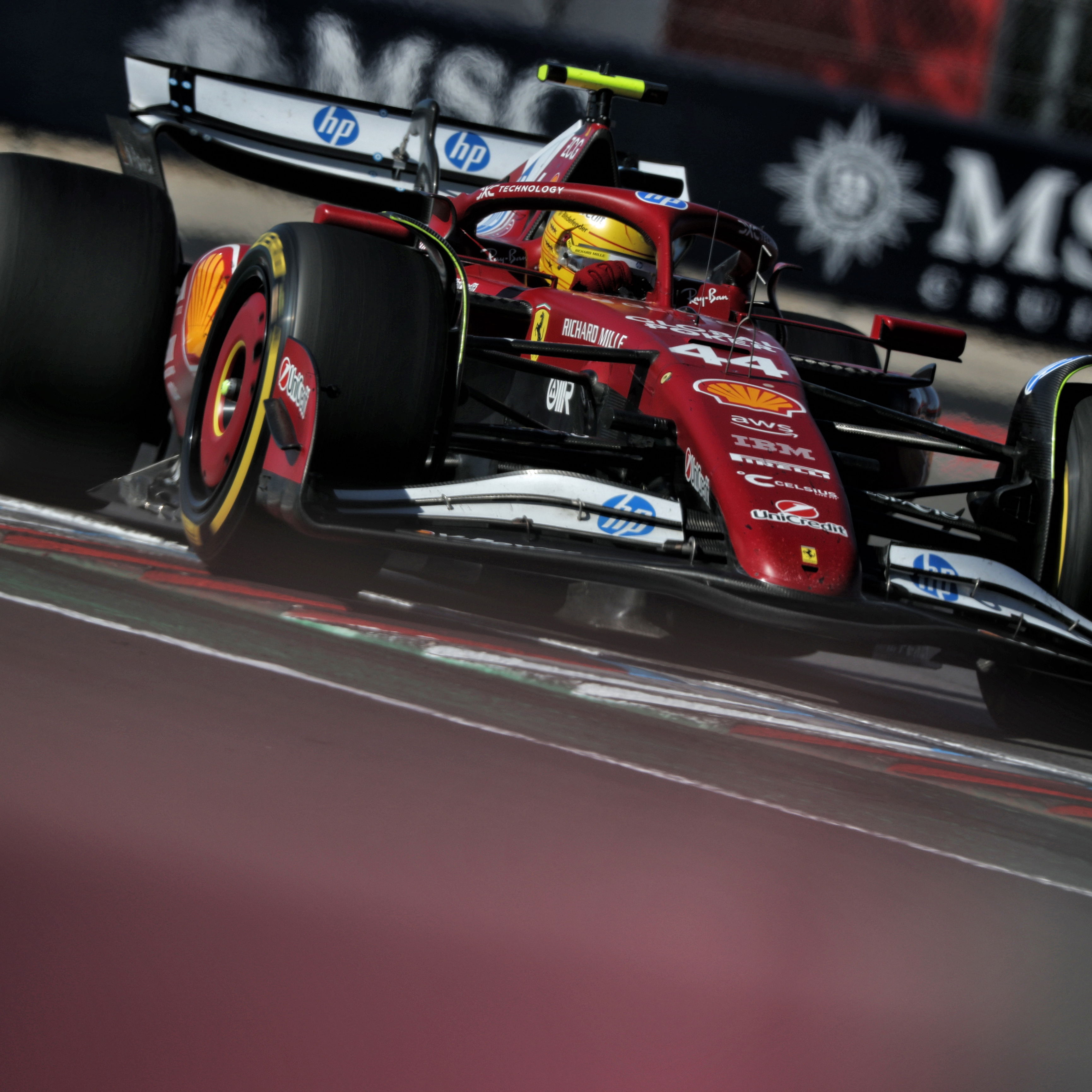 Lewis Hamilton equalled his best finish for Ferrari with fourth 