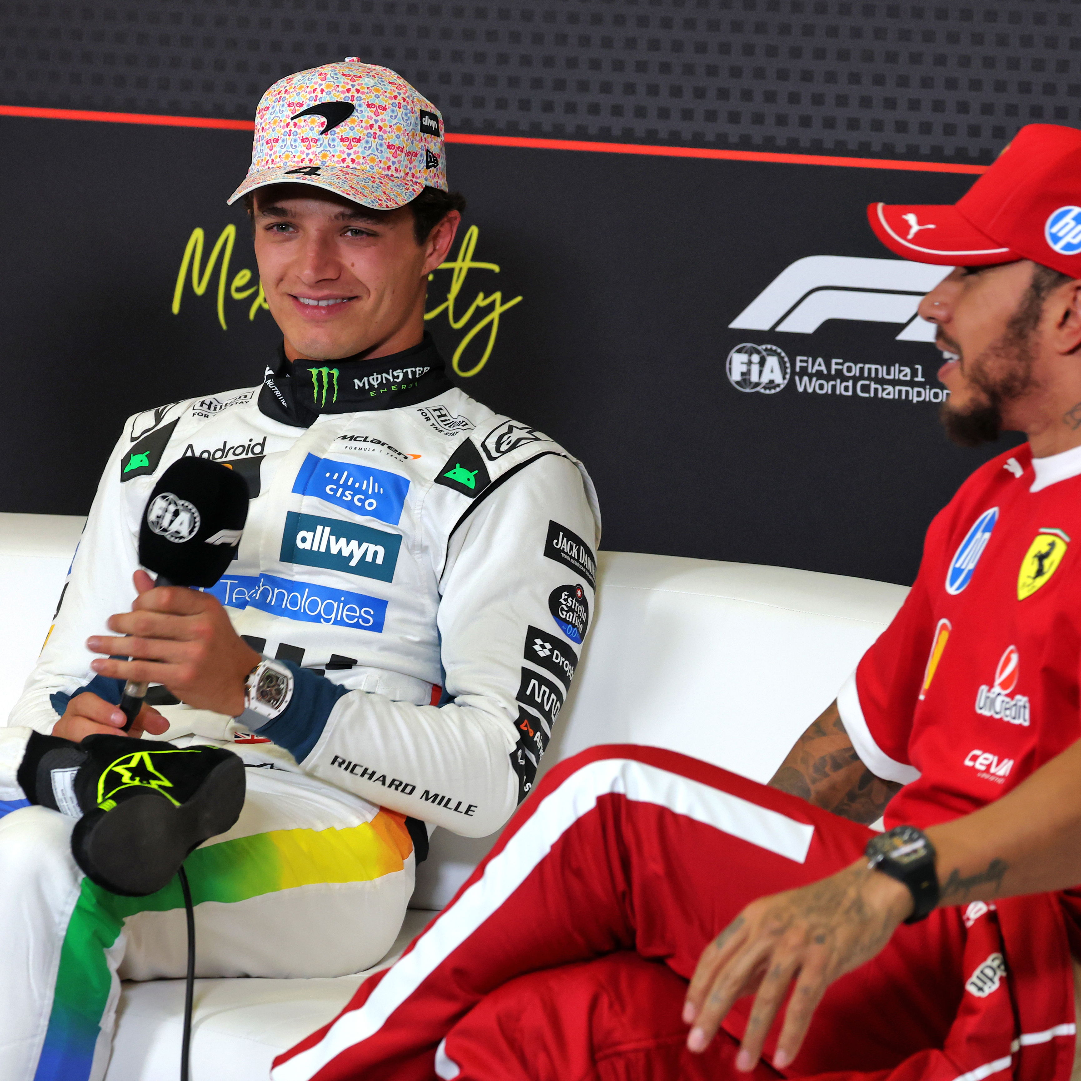 Norris will start Sunday's race ahead of the two Ferraris