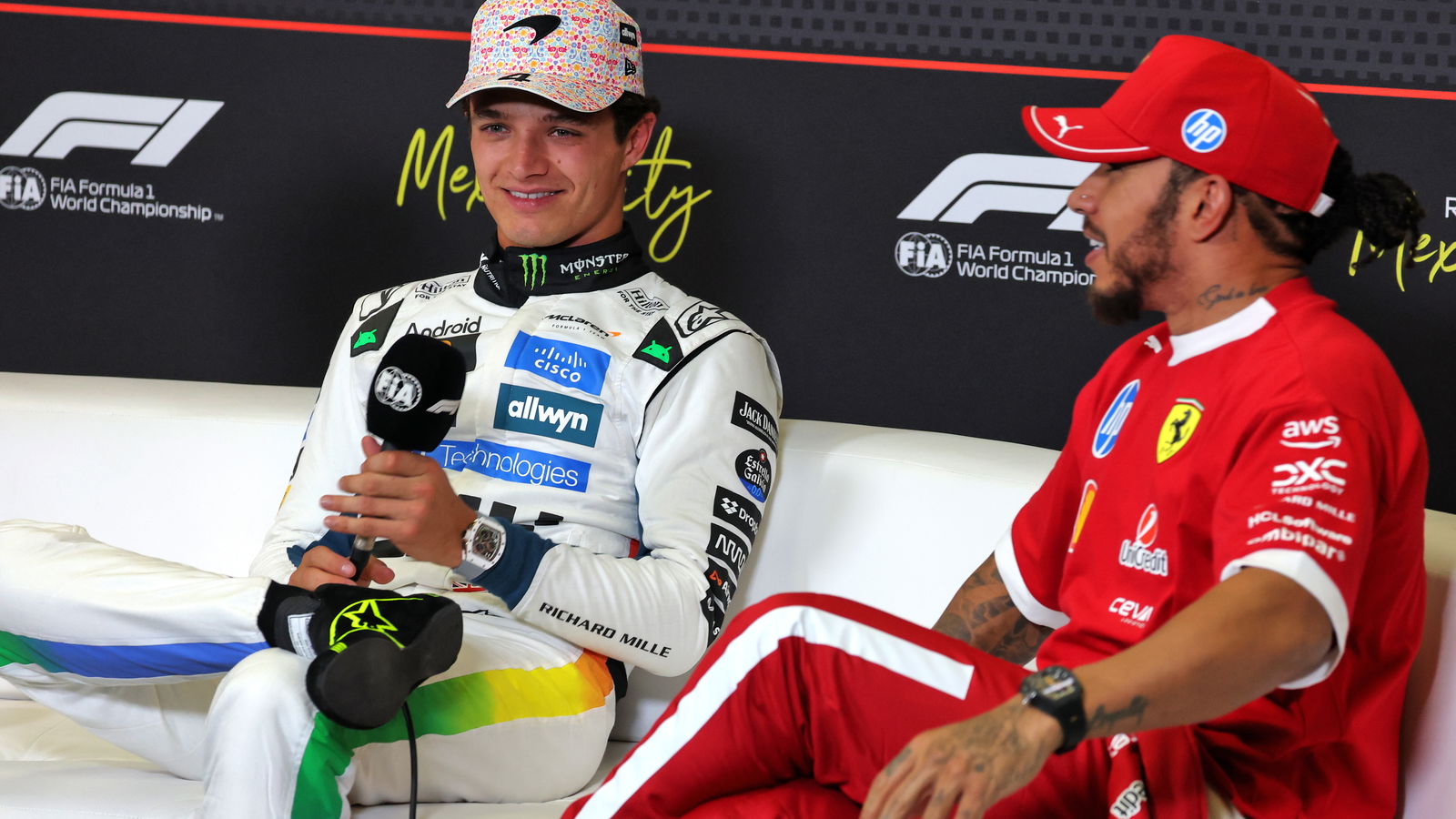 Norris will start Sunday's race ahead of the two Ferraris
