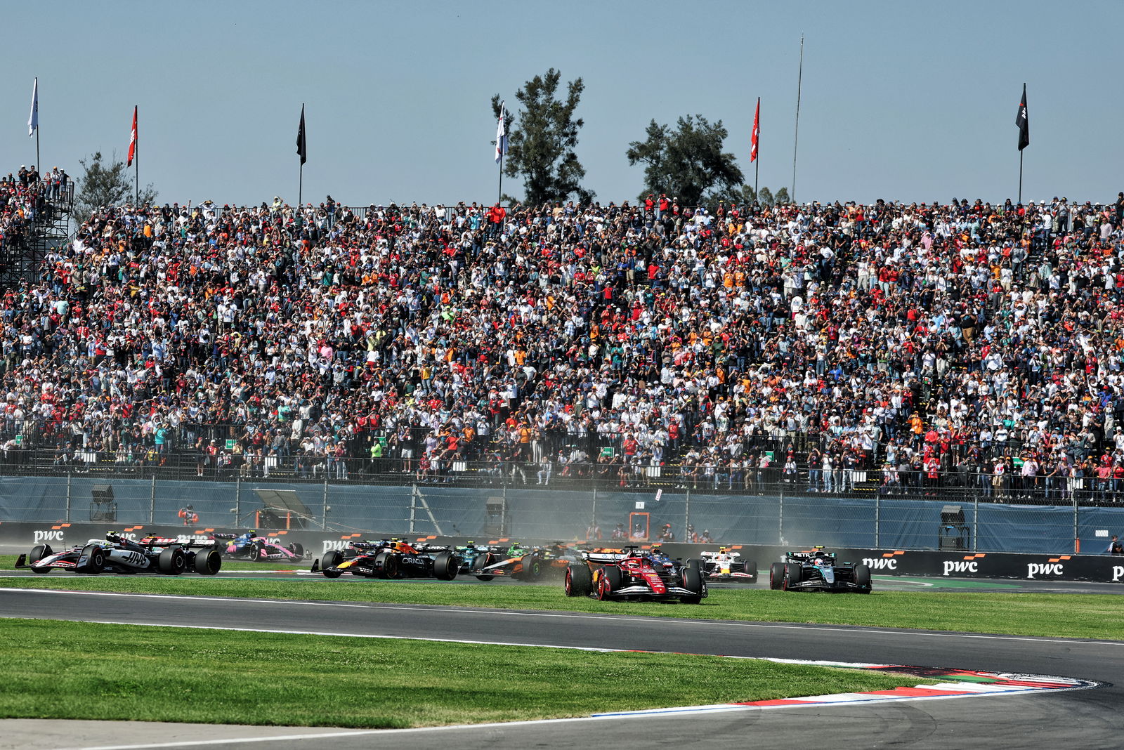 Leclerc and Verstappen both skipped across the grass