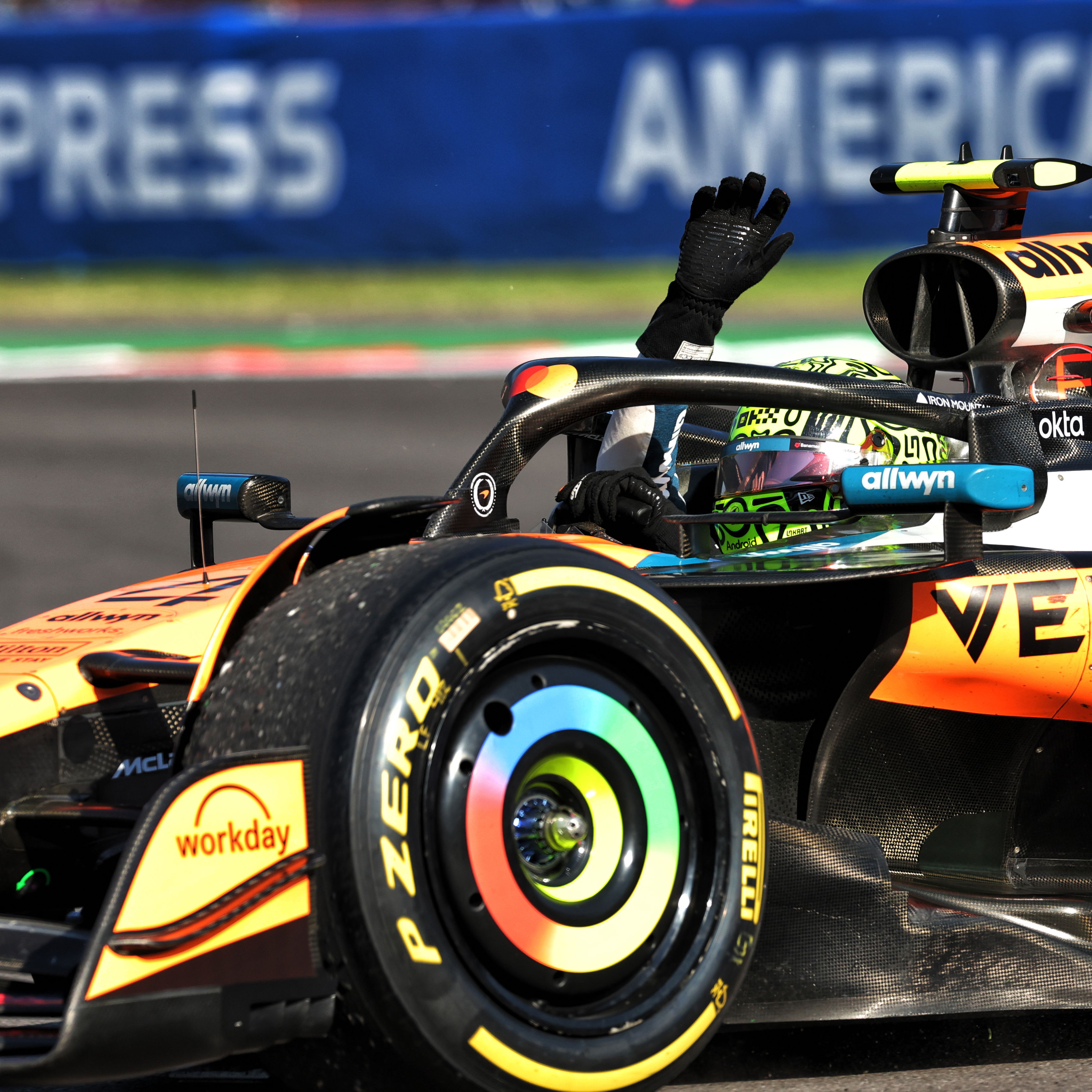 Norris celebrates his victory in Mexico