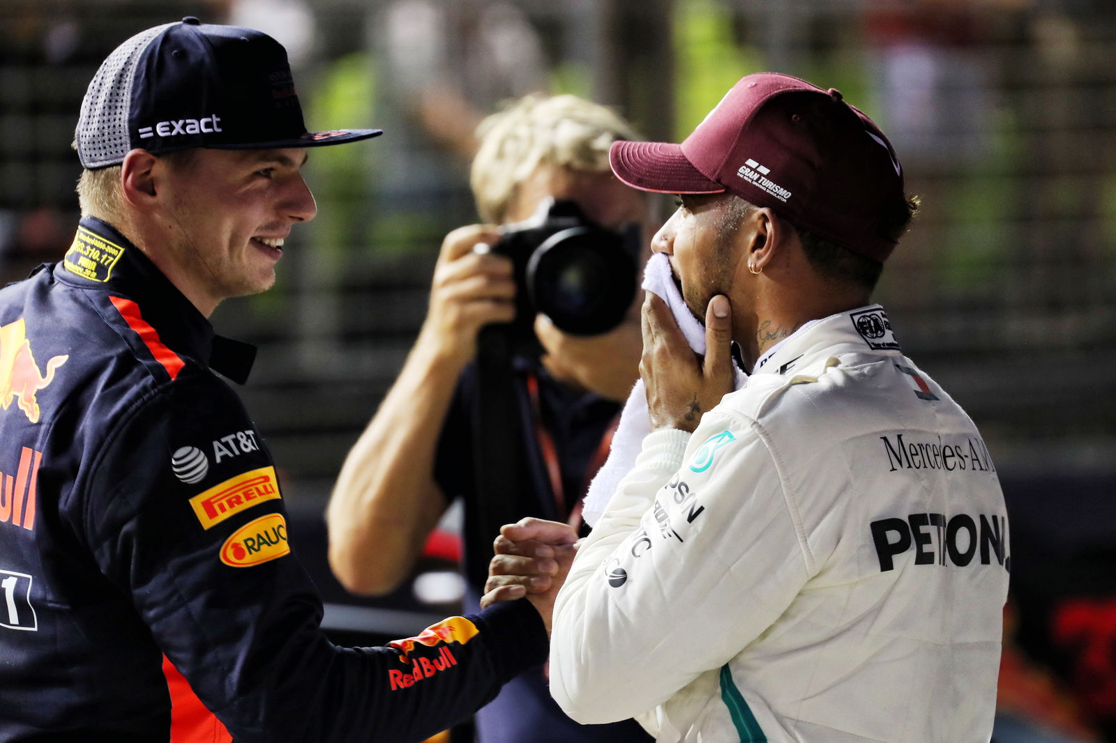 Max Verstappen and Lewis Hamilton