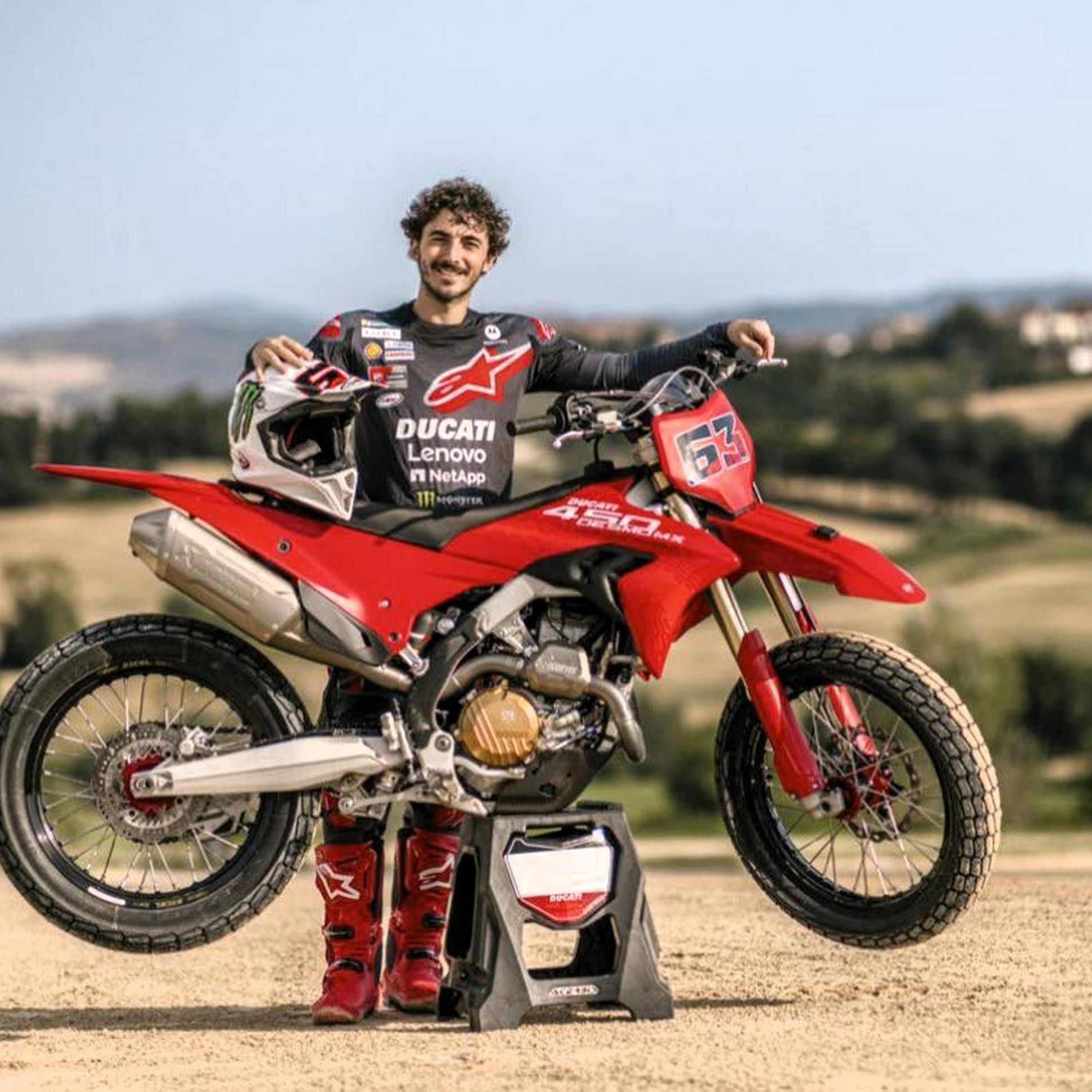 Francesco Bagnaia and Ducati dirt track bike (pic: Ducati).