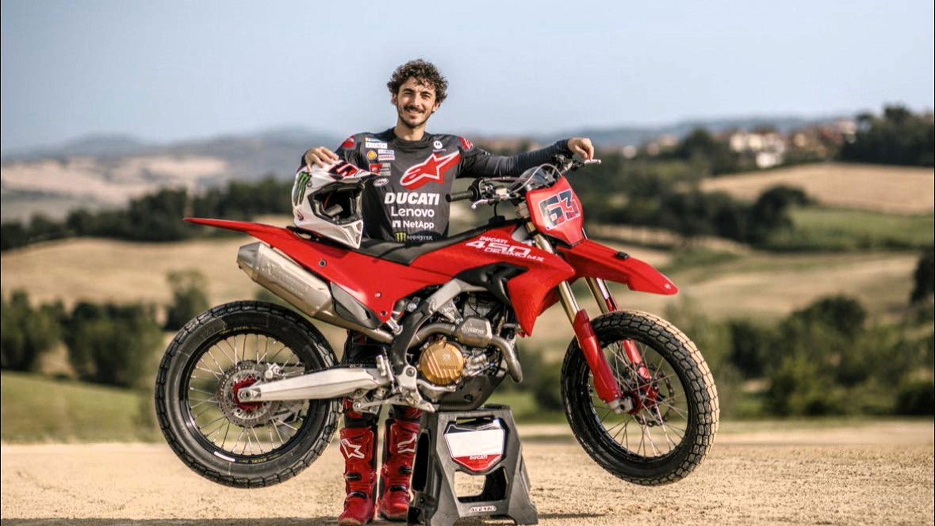 Francesco Bagnaia and Ducati dirt track bike (pic: Ducati).