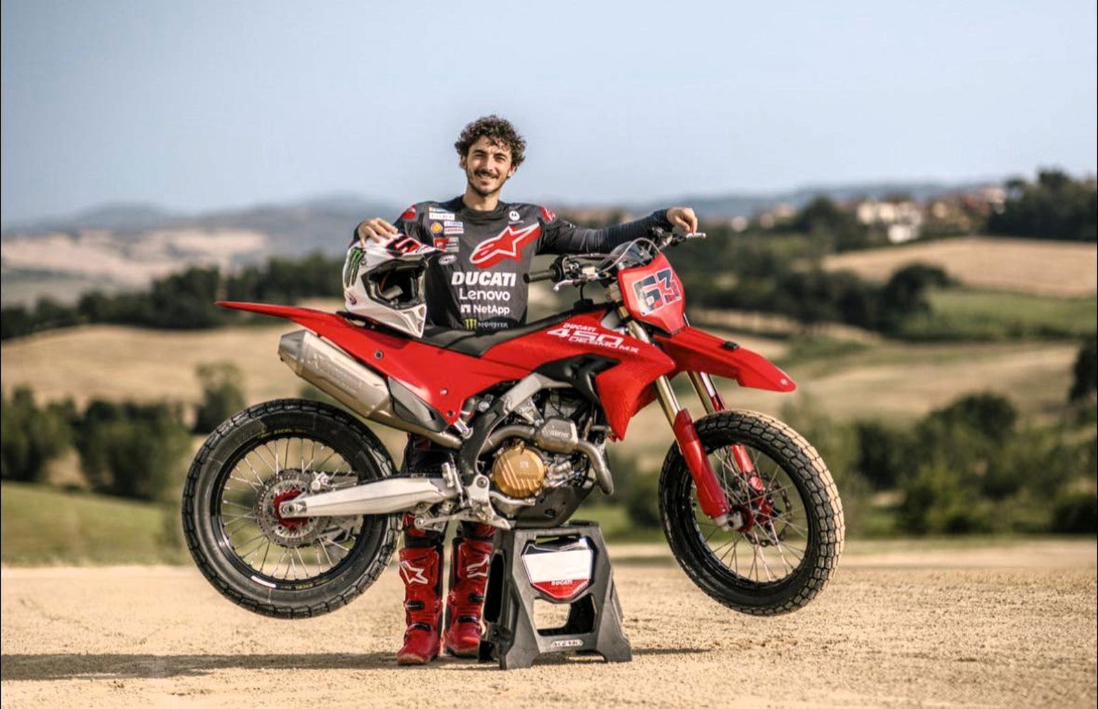 Francesco Bagnaia and Ducati dirt track bike (pic: Ducati).