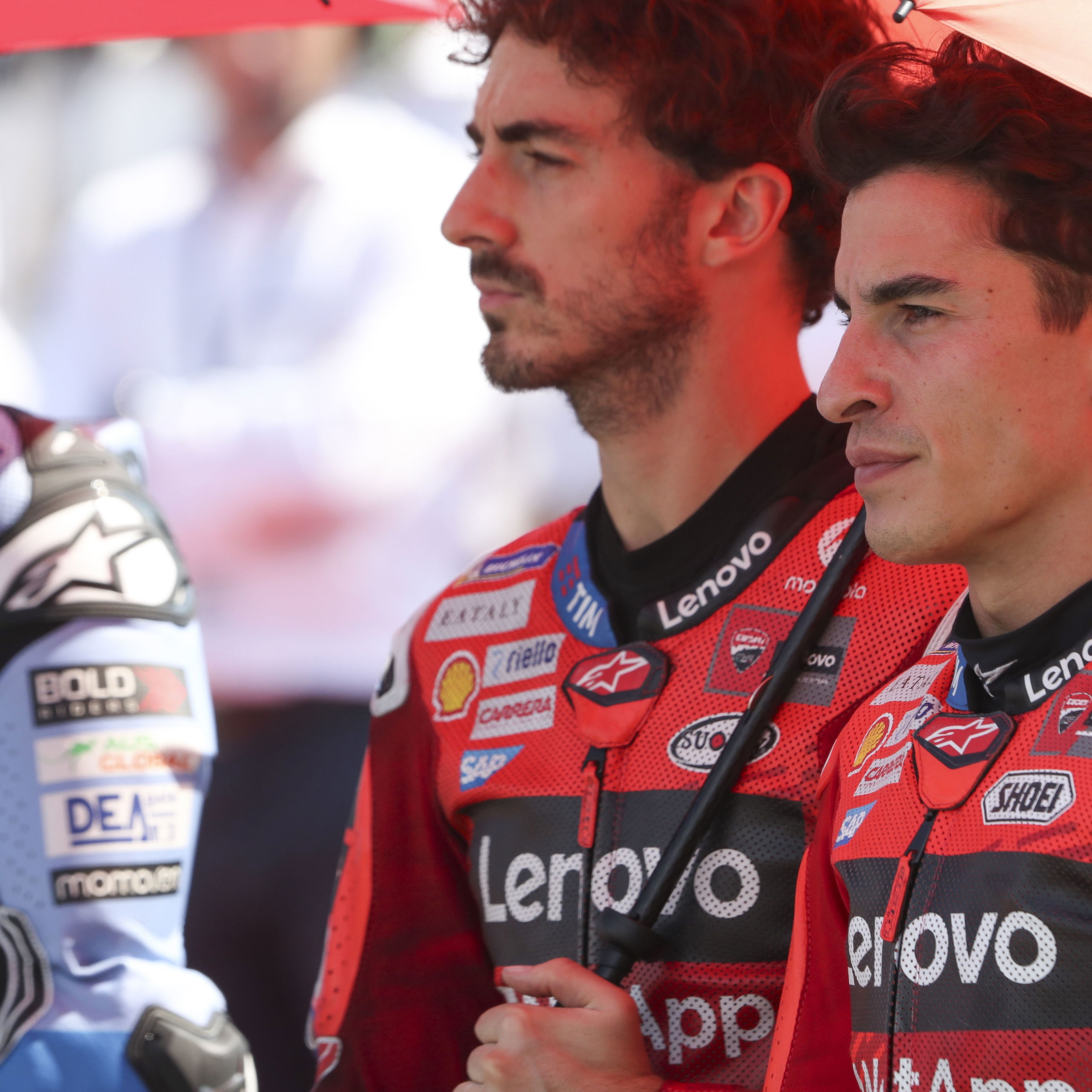 Marc Marquez, Francesco Bagnaia, 2025 MotoGP Indonesian Grand Prix, grid. Credit: Gold and Goose.