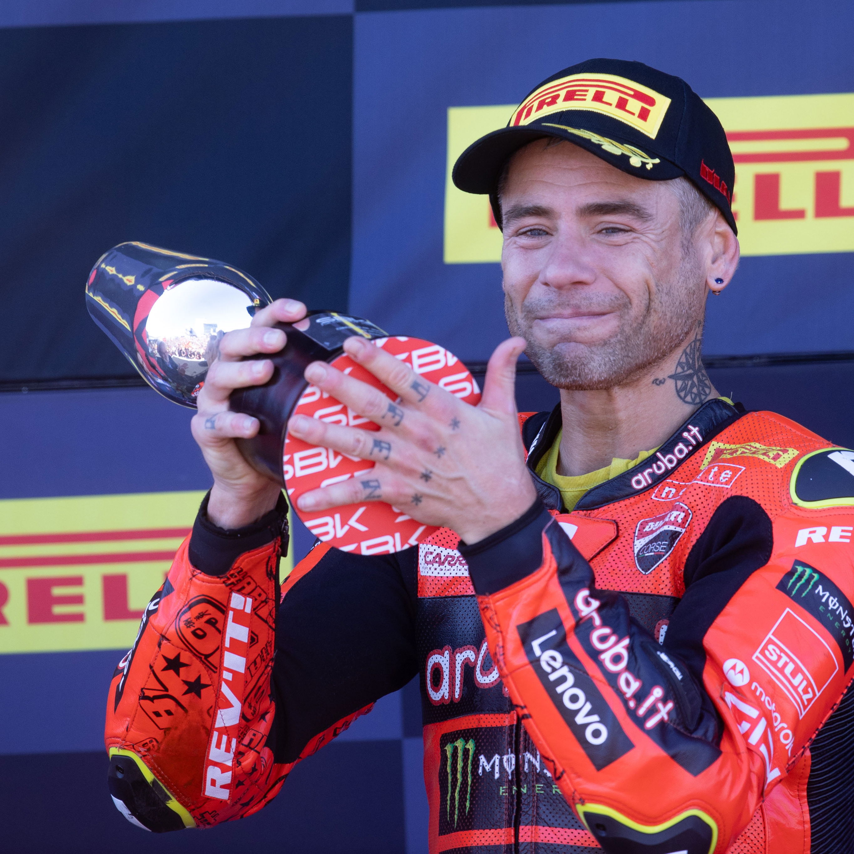 Alvaro Bautista, 2025 Spanish WorldSBK, podium. Credit: Gold and Goose.