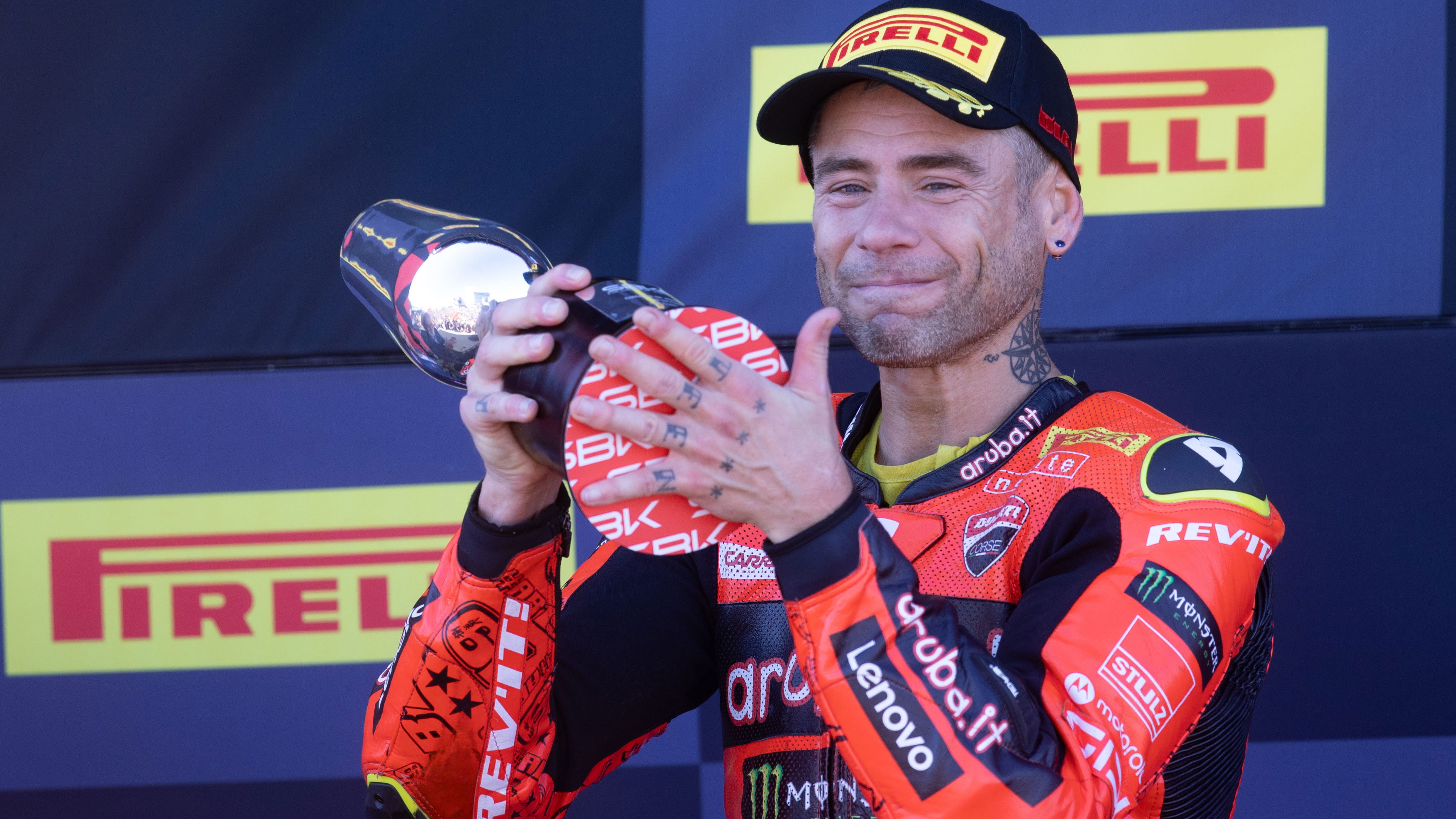 Alvaro Bautista, 2025 Spanish WorldSBK, podium. Credit: Gold and Goose.