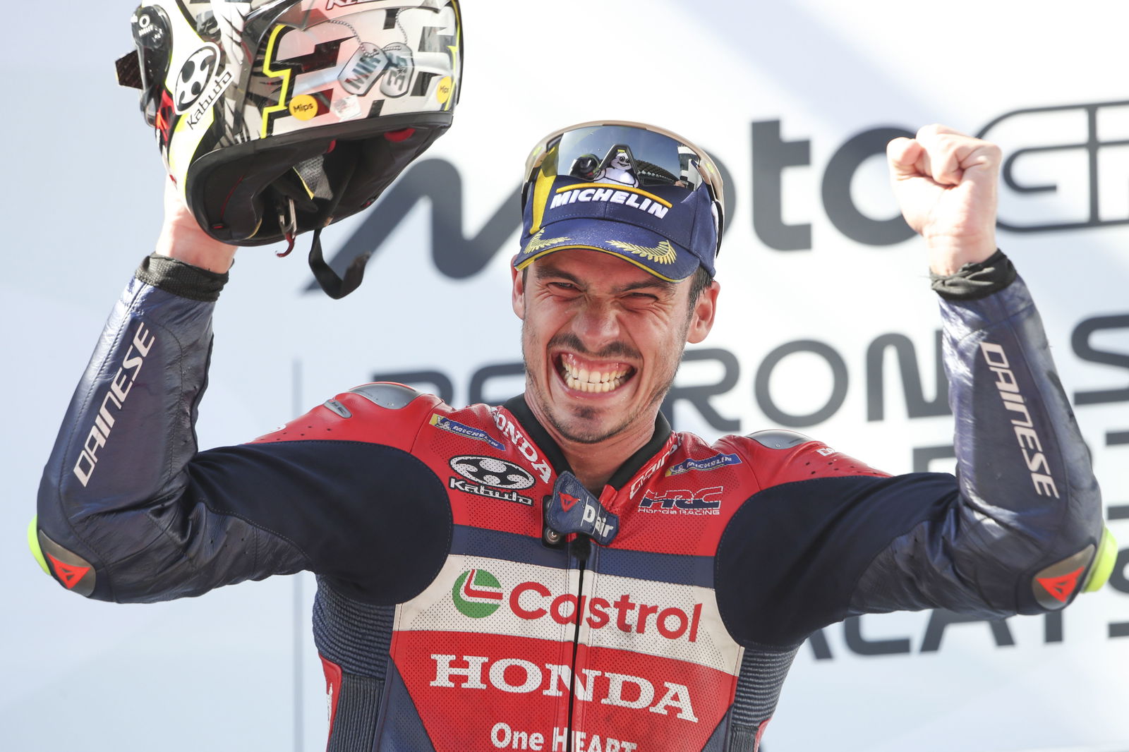 Joan Mir, 2025 MotoGP Malaysian Grand Prix, podium. Credit: Gold and Goose.