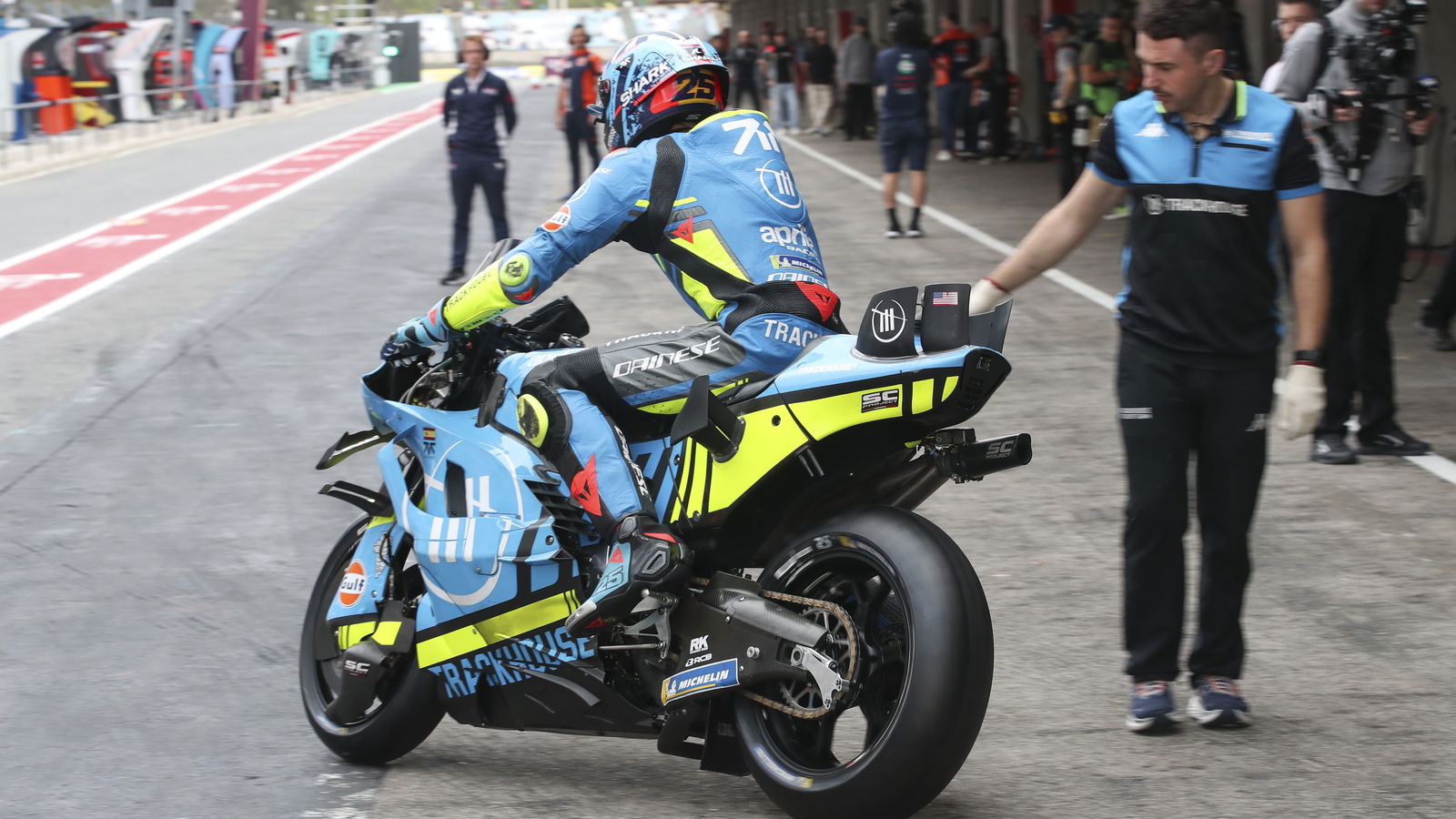 Raul Fernandez, 2025 MotoGP Portuguese Grand Prix, pit lane. Credit: Gold and Goose.