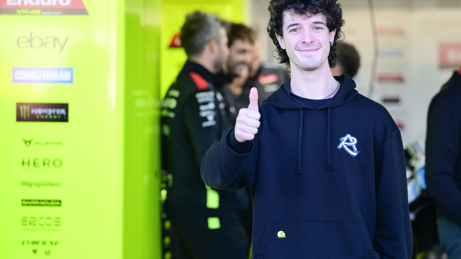 Celestino Vietti, 2025 MotoGP Valencia Test, pit lane. Credit: Gold and Goose.