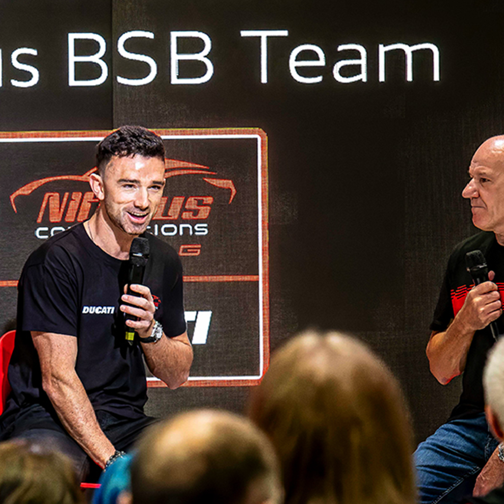 Glenn Irwin, Niall Mackenzie, 2025 Motorcycle Live. Credit: Ducati.