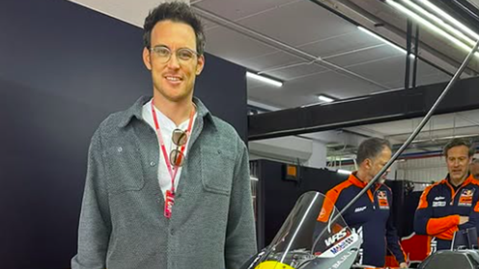 Thierry Neuville in Red Bull KTM Factory Racing garage at 2025 MotoGP Valencia Grand Prix. Credit: Instagram/Thierry Neuville.
