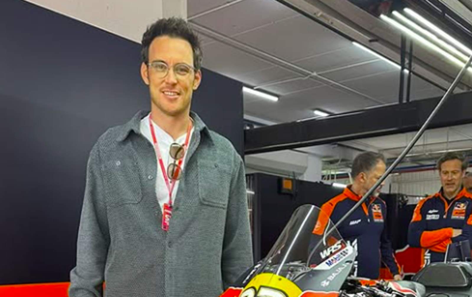 Thierry Neuville in Red Bull KTM Factory Racing garage at 2025 MotoGP Valencia Grand Prix. Credit: Instagram/Thierry Neuville.