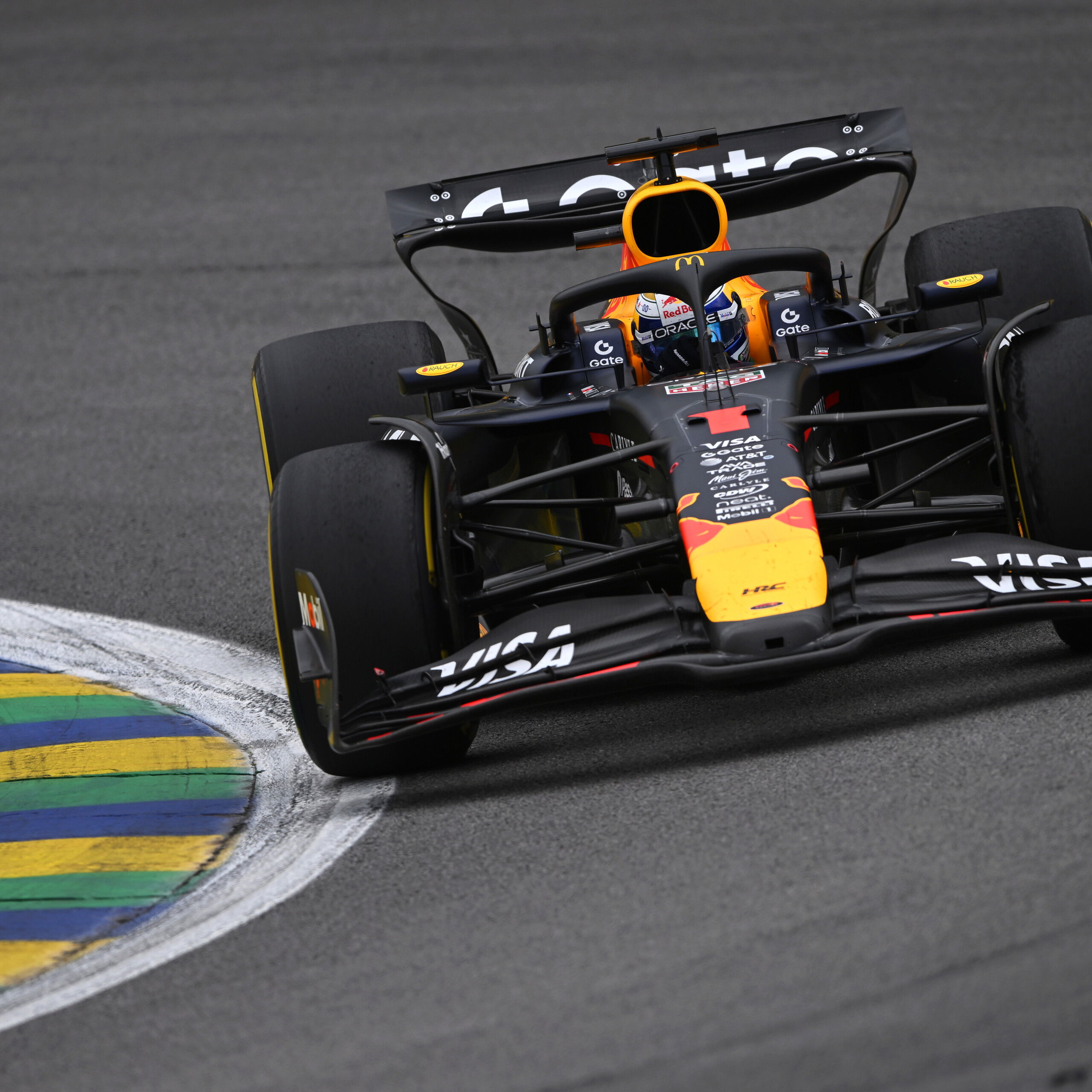 Verstappen charged from the pitlane to the podium