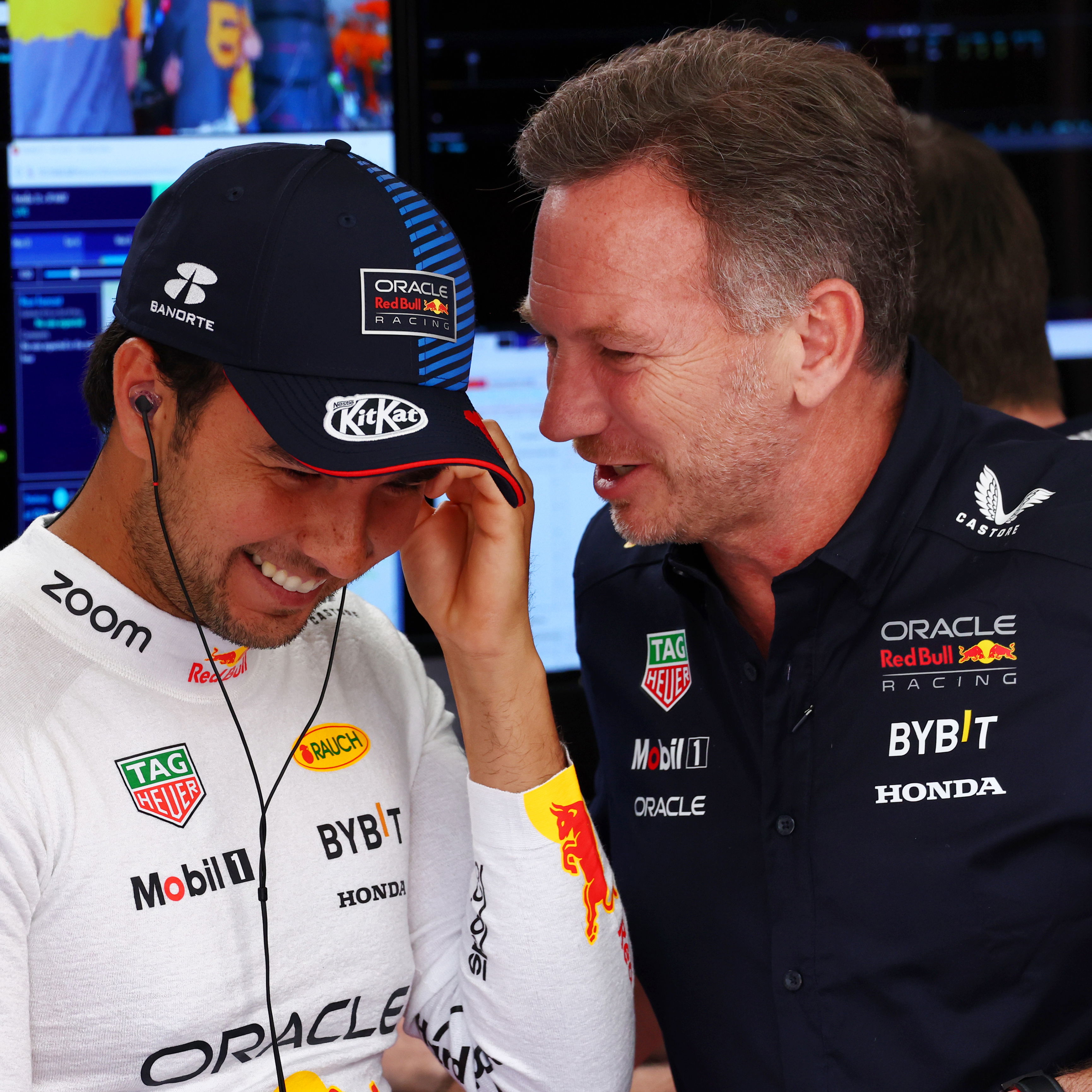 Sergio Perez and Christian Horner 