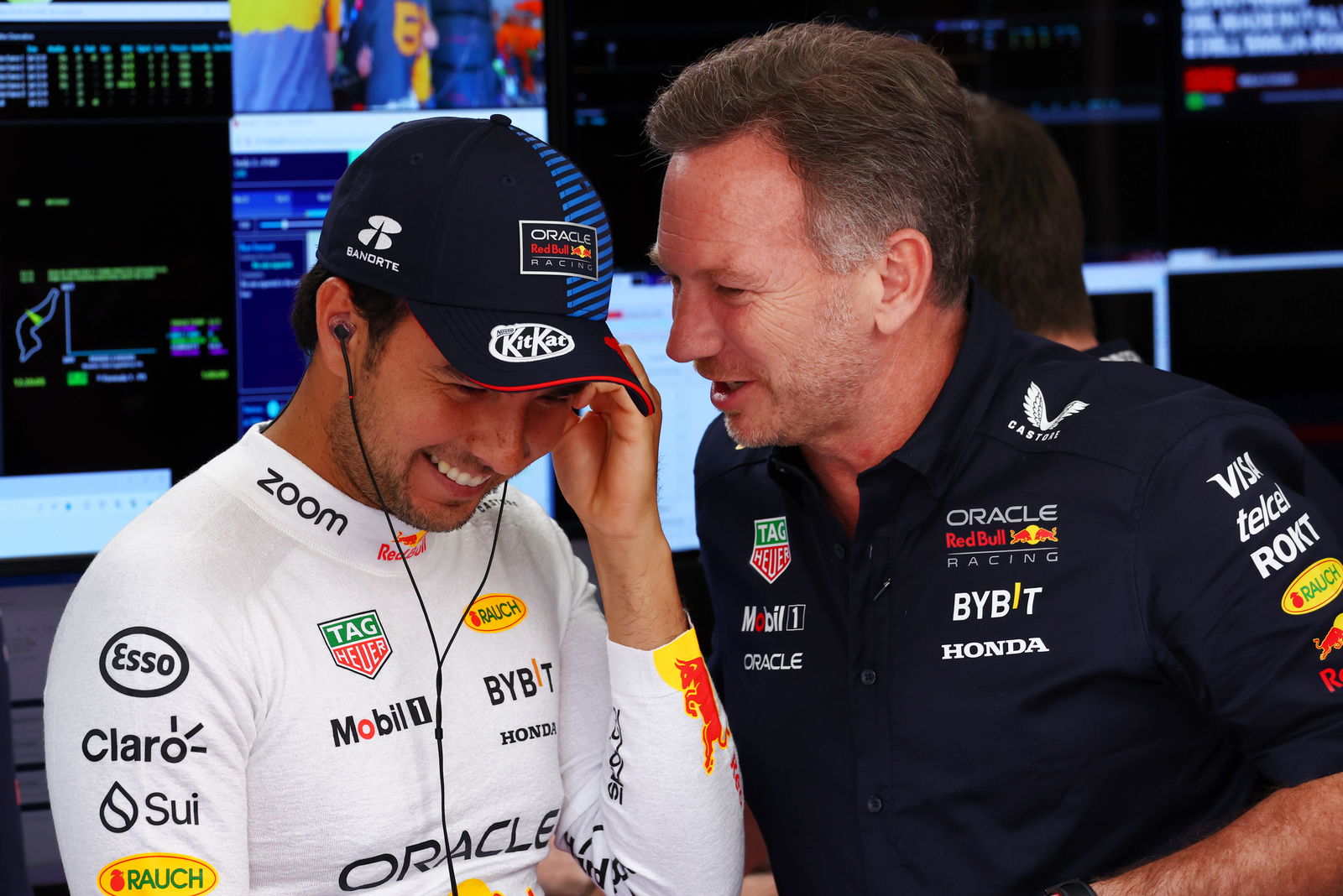 Sergio Perez and Christian Horner 