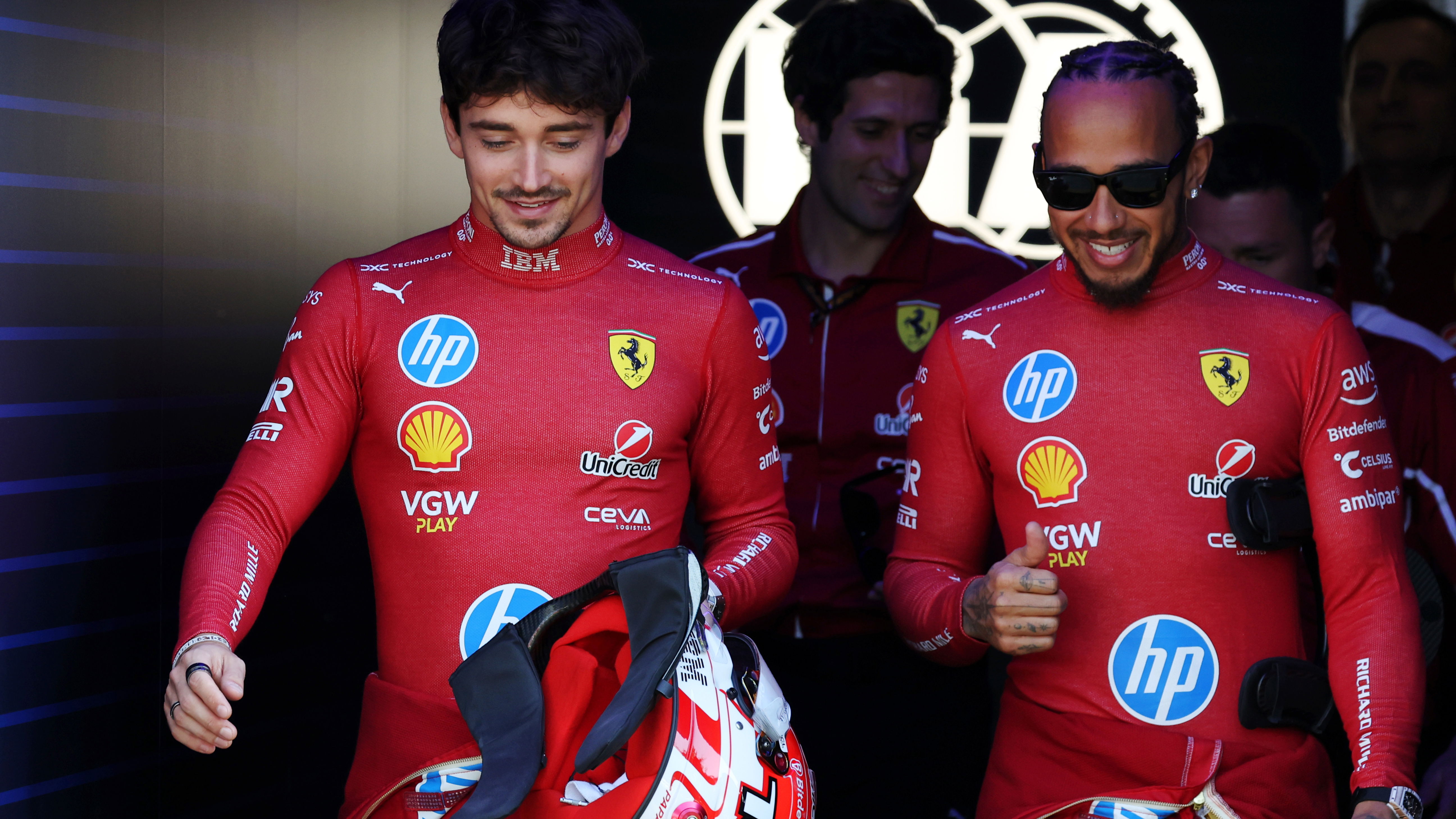 Charles Leclerc and Lewis Hamilton