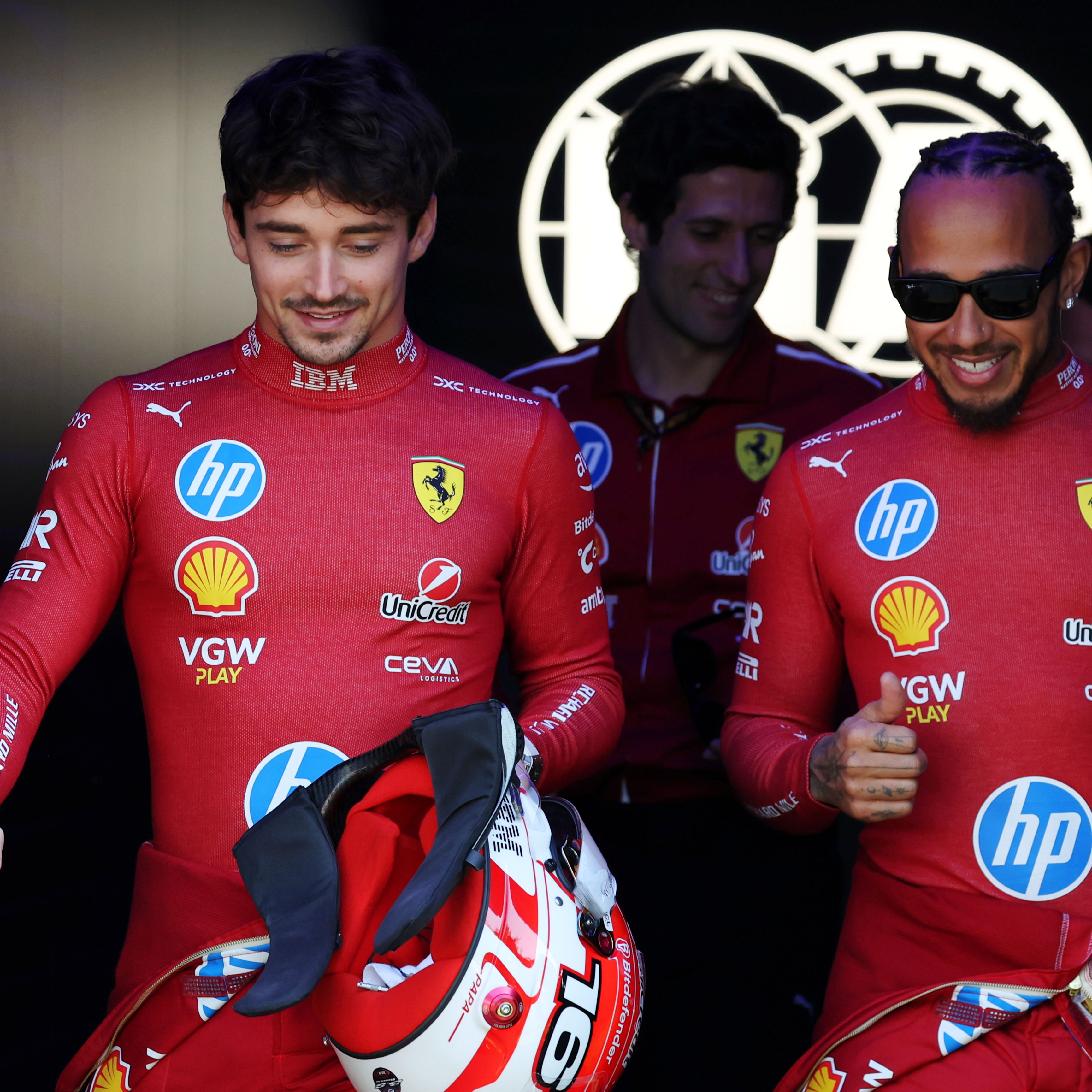 Charles Leclerc and Lewis Hamilton