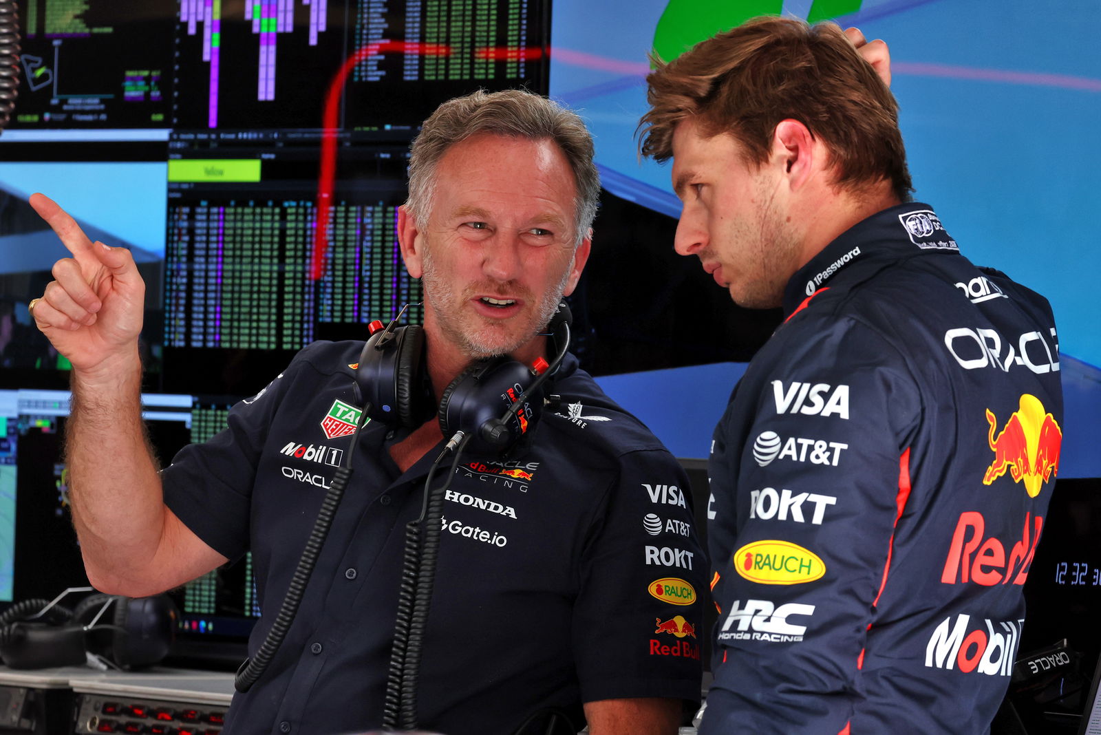 Christian Horner and Max Verstappen 