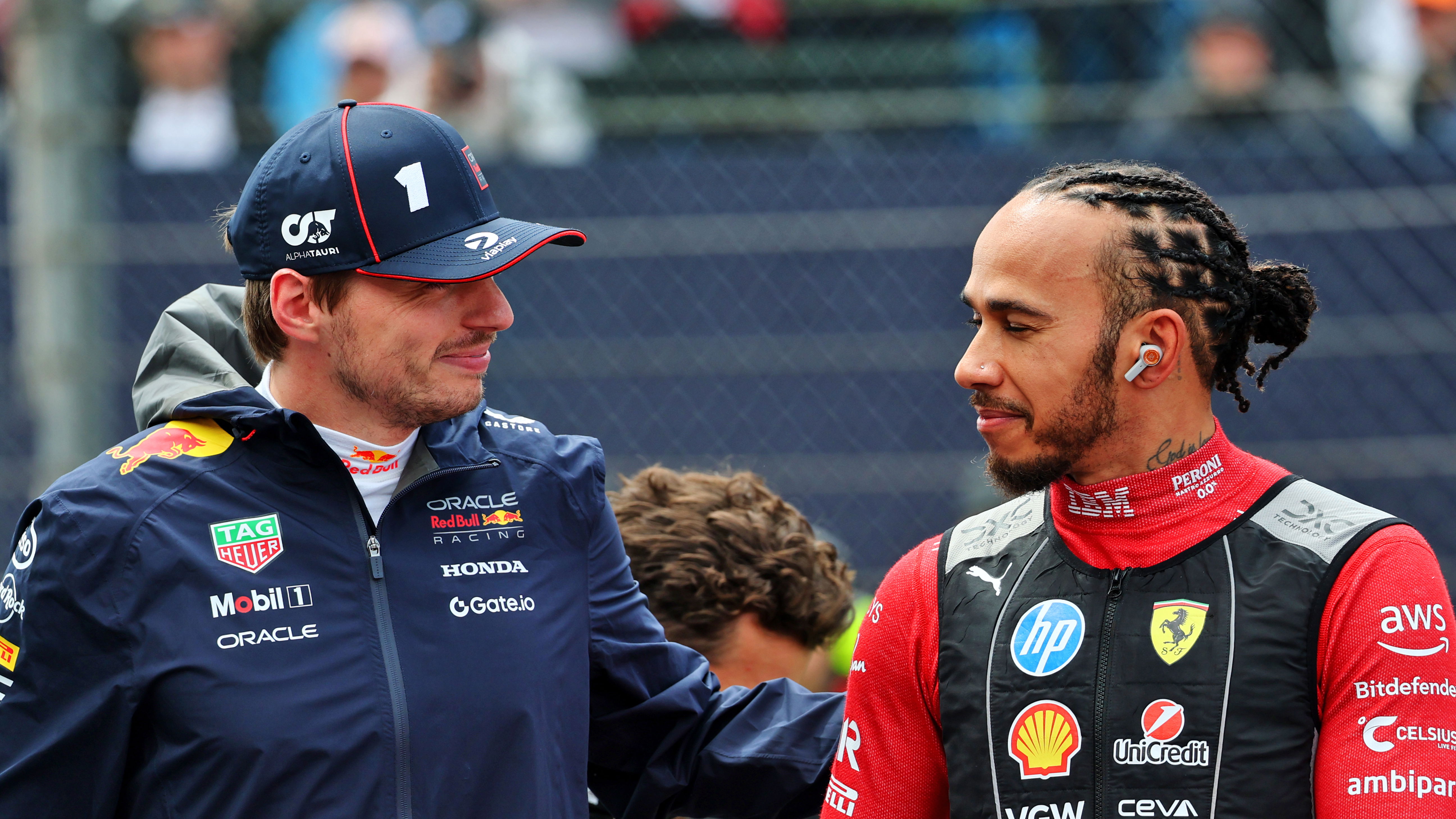 Max Verstappen and Lewis Hamilton