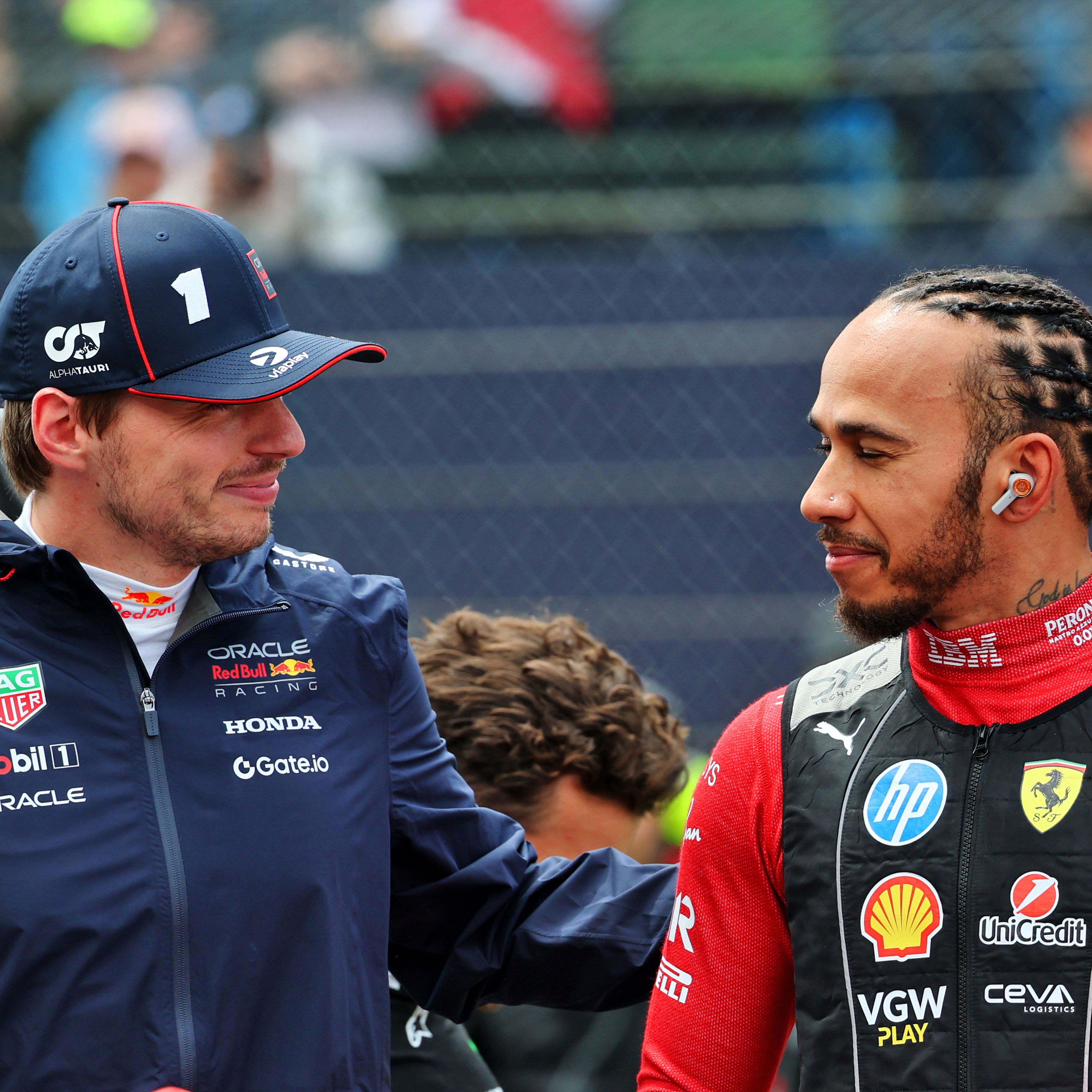 Max Verstappen and Lewis Hamilton