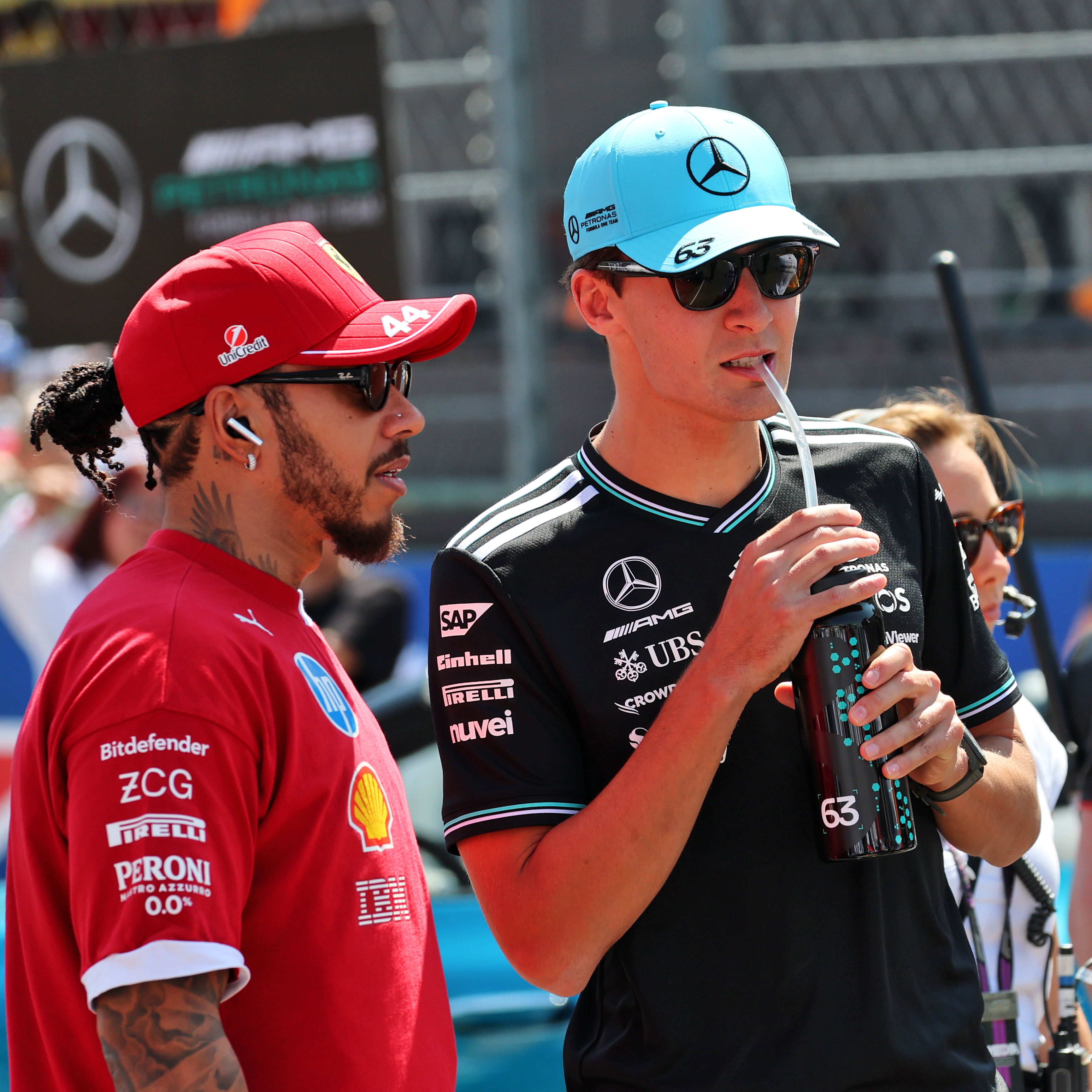 Lewis Hamilton and George Russell 