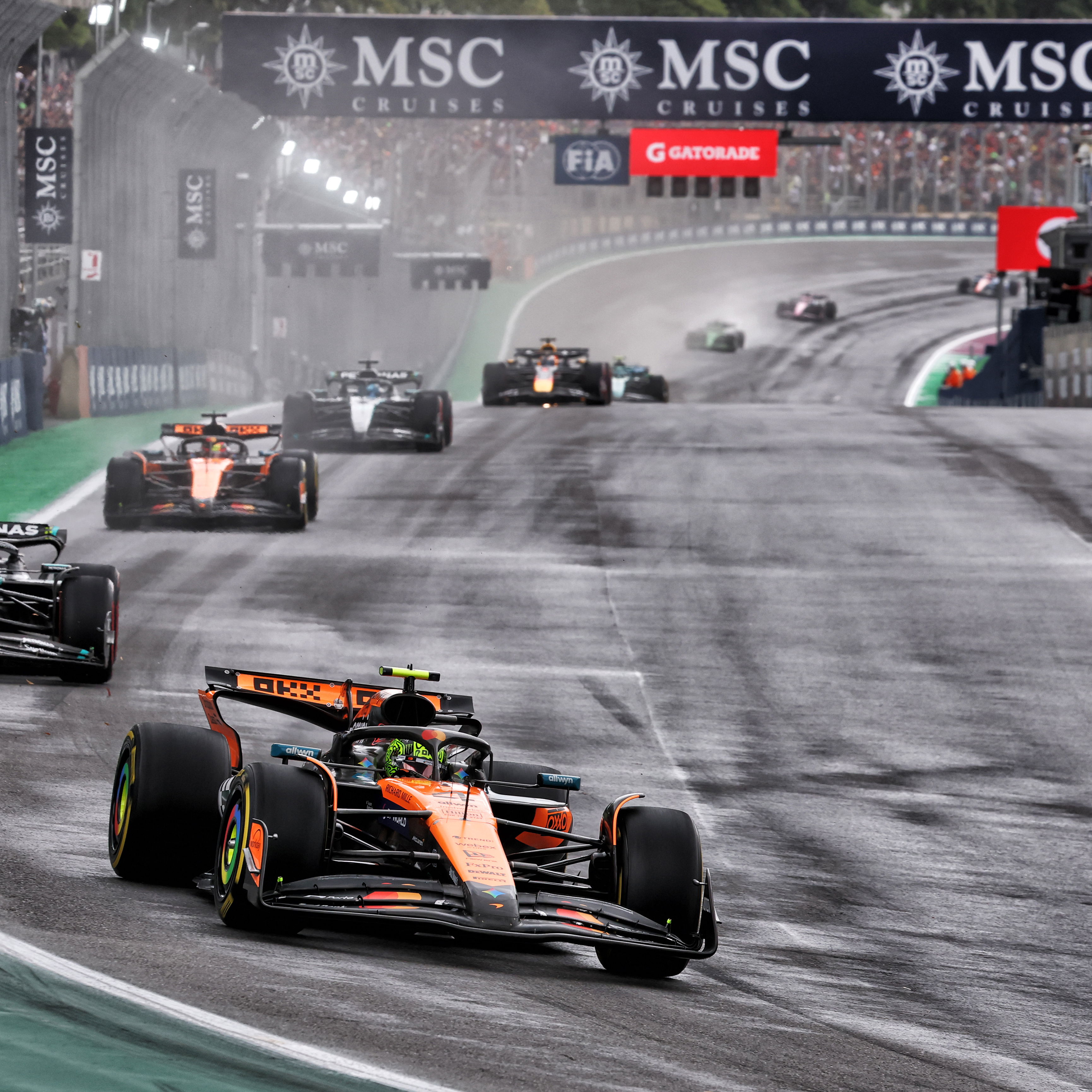 Lando Norris leads in Brazil sprint 