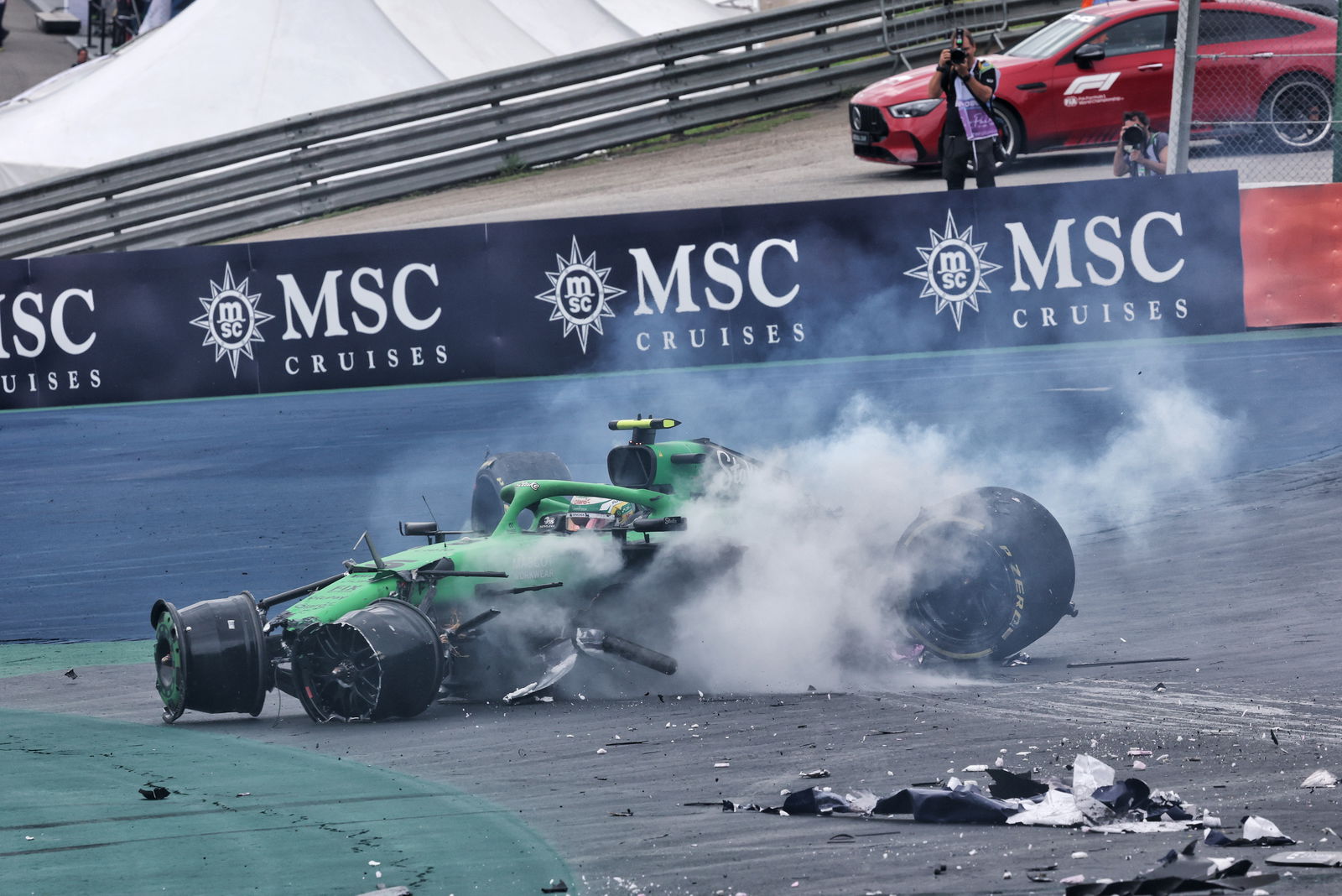 Bortoleto's Sauber was heavily damaged