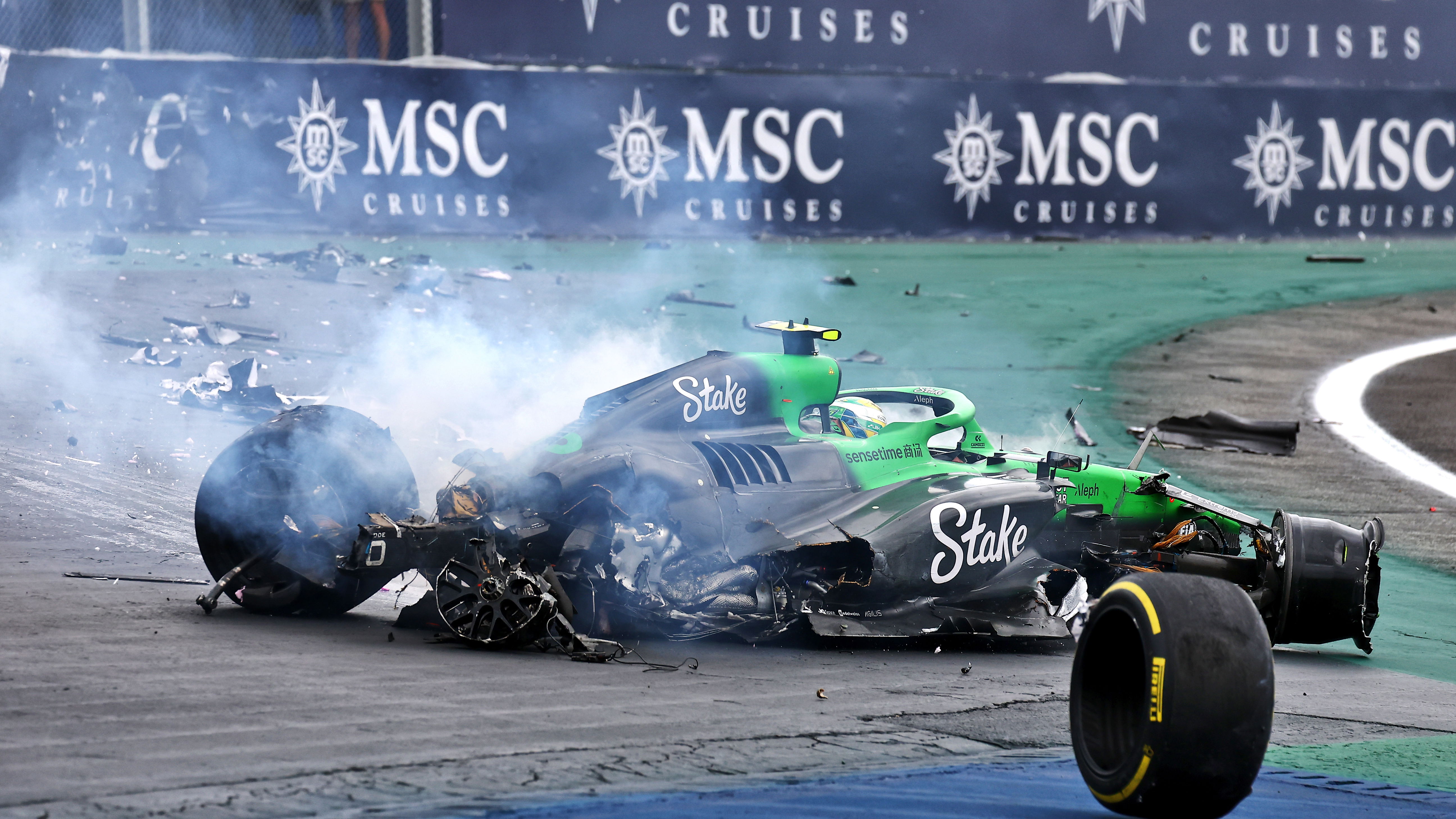 Bortoleto destroyed his Sauber in the scary accident