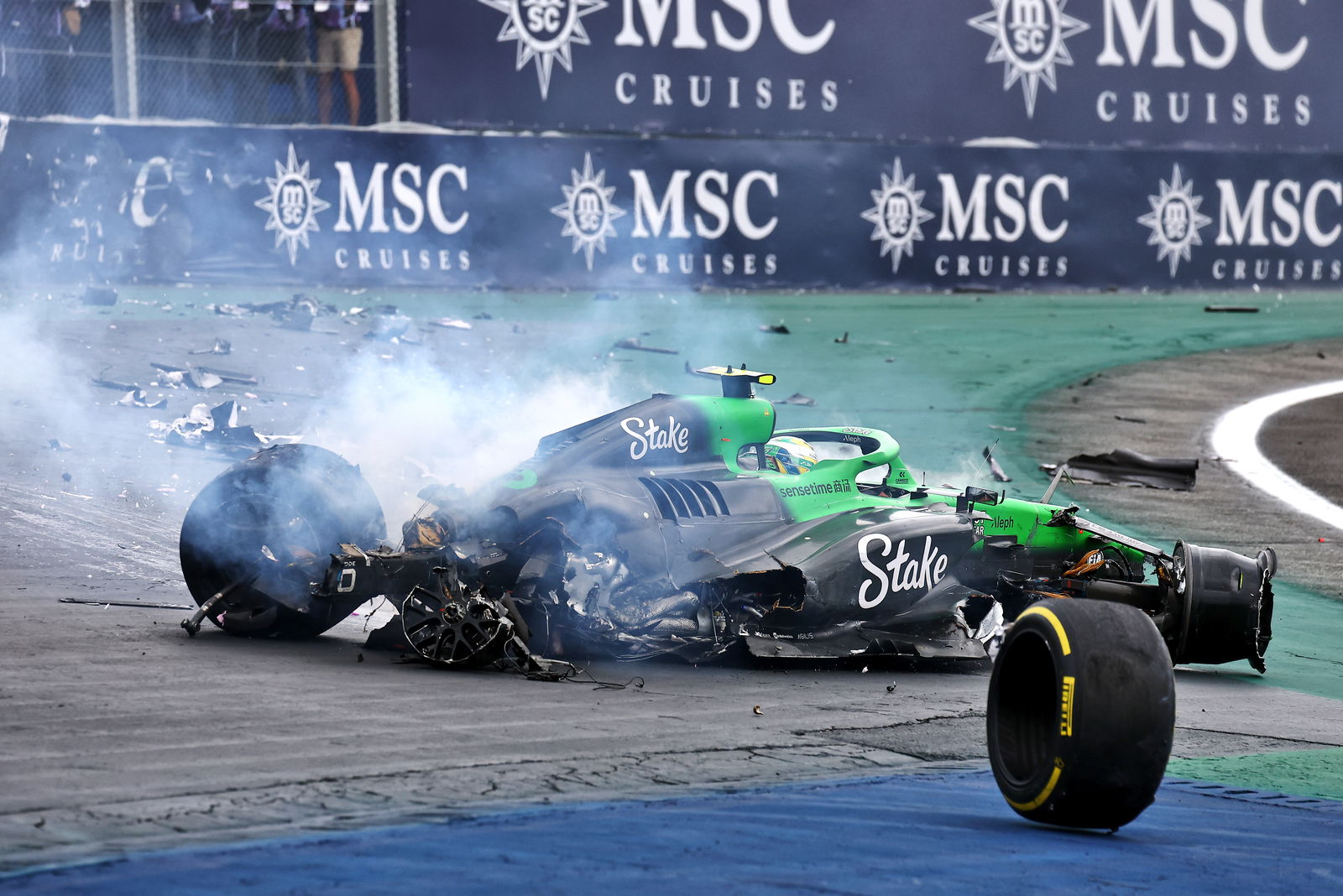 Bortoleto destroyed his Sauber in the scary accident 