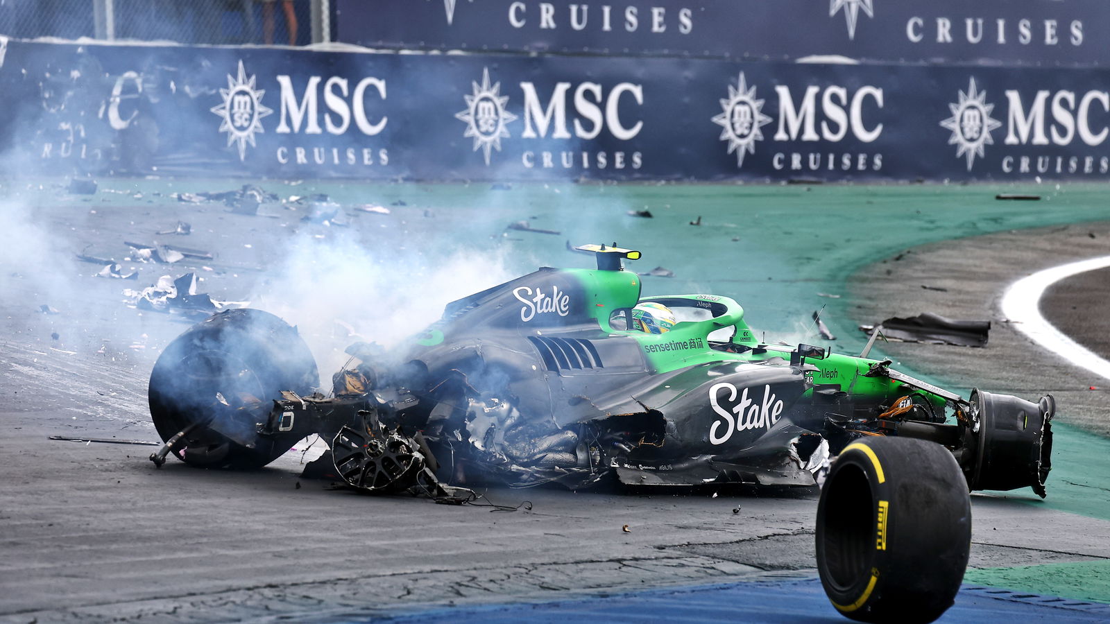 Bortoleto destroyed his Sauber in the scary accident