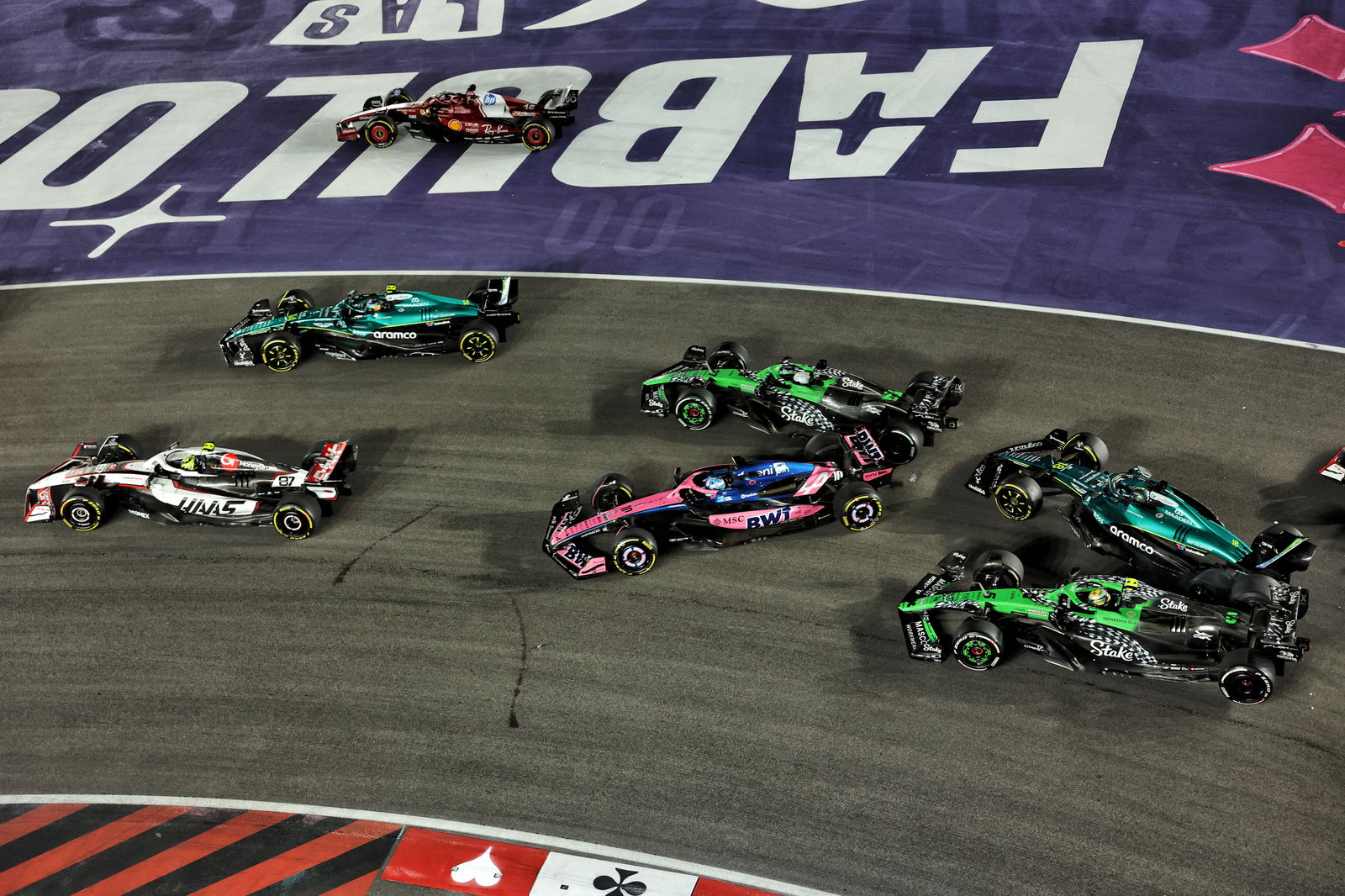 Stroll picked up race-ending damage at Turn 1