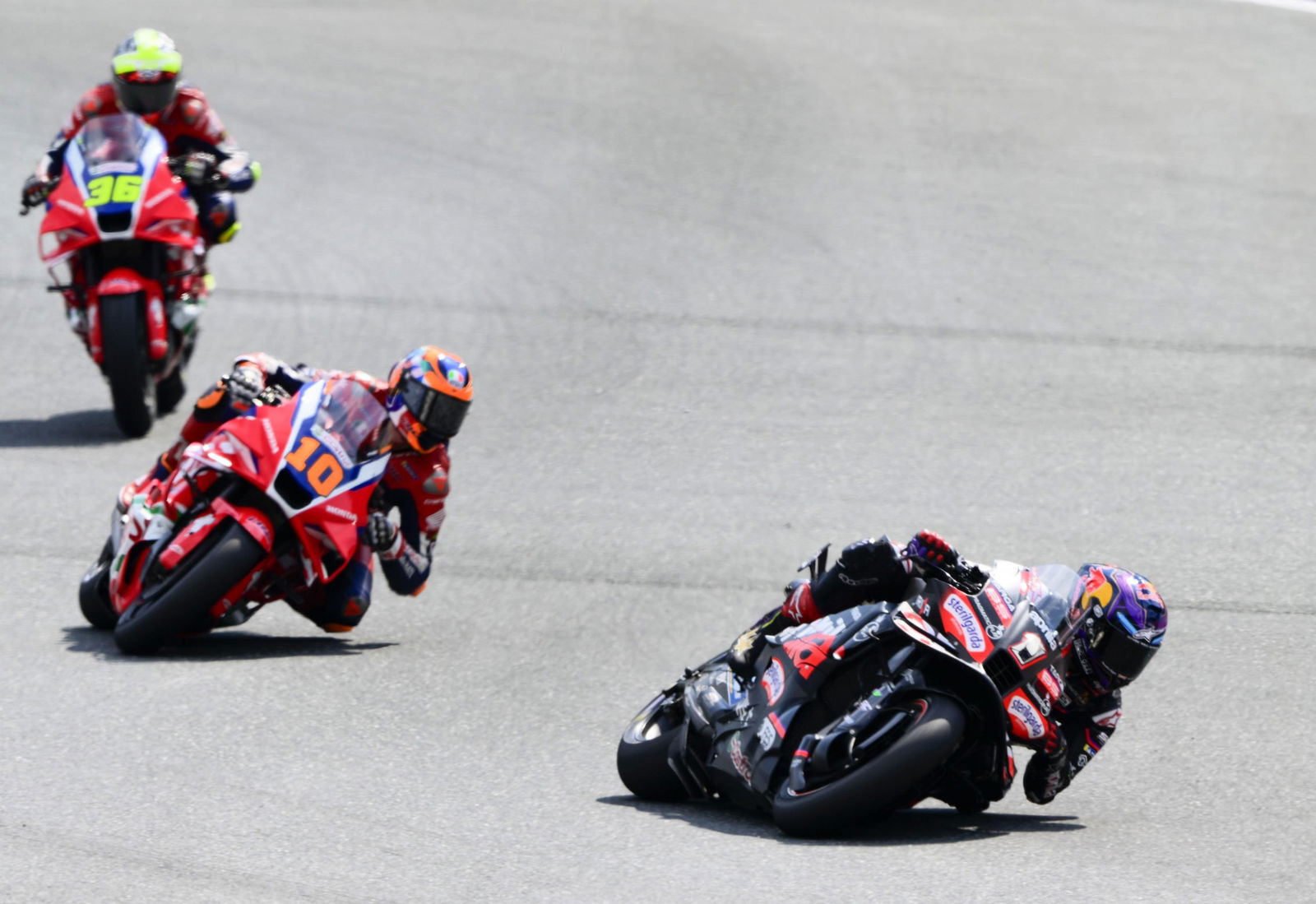 Jorge Martin leads HRC riders Luca Marini and Joan Mir