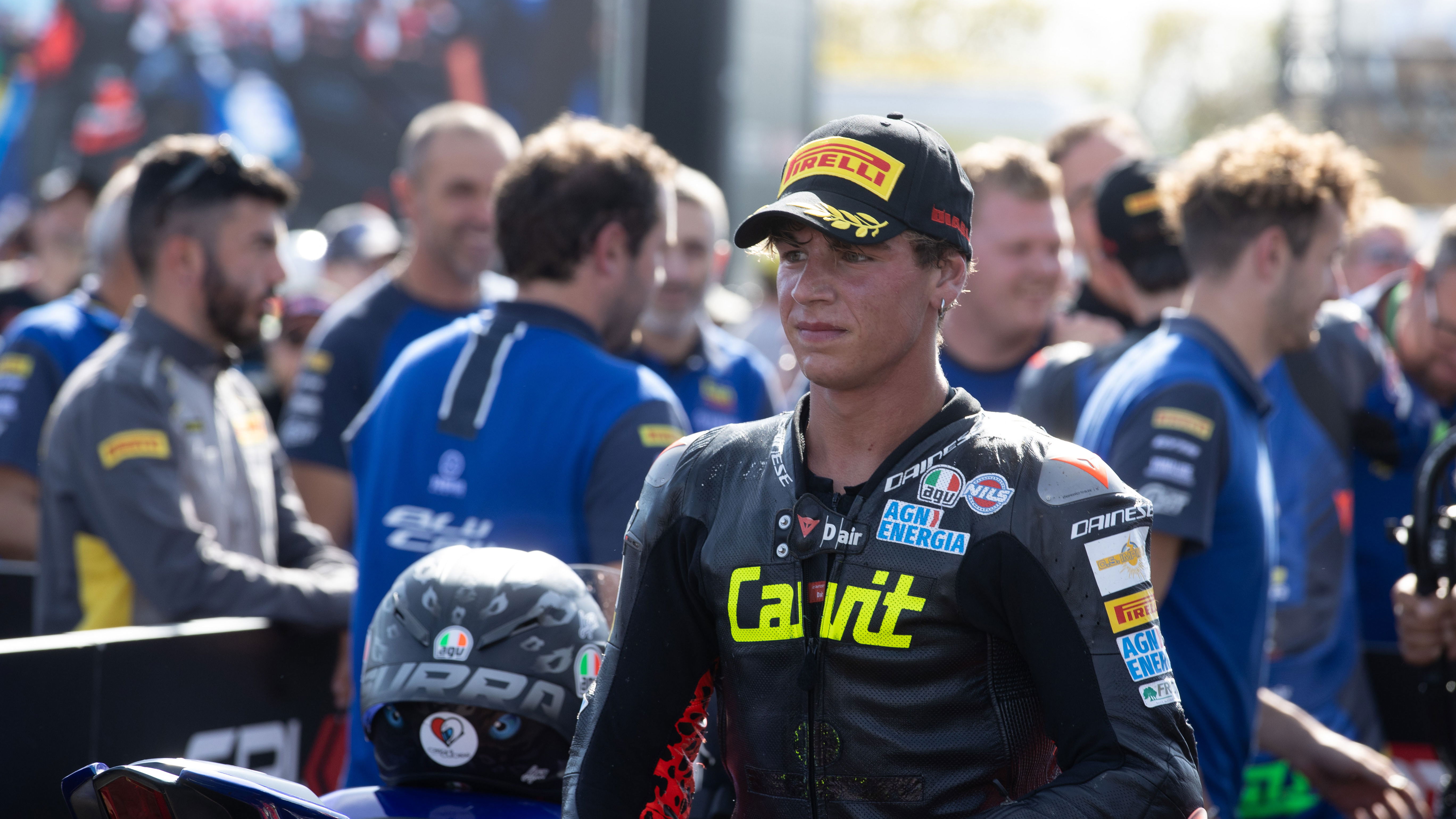Alberto Surra, 2025 French WorldSBK, WorldSSP parc ferme. Credit: Gold and Goose.