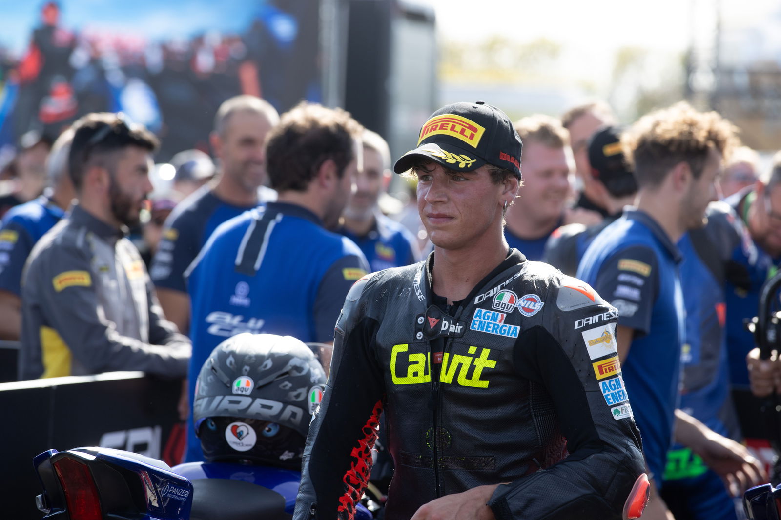 Alberto Surra, 2025 French WorldSBK, WorldSSP parc ferme. Credit: Gold and Goose.