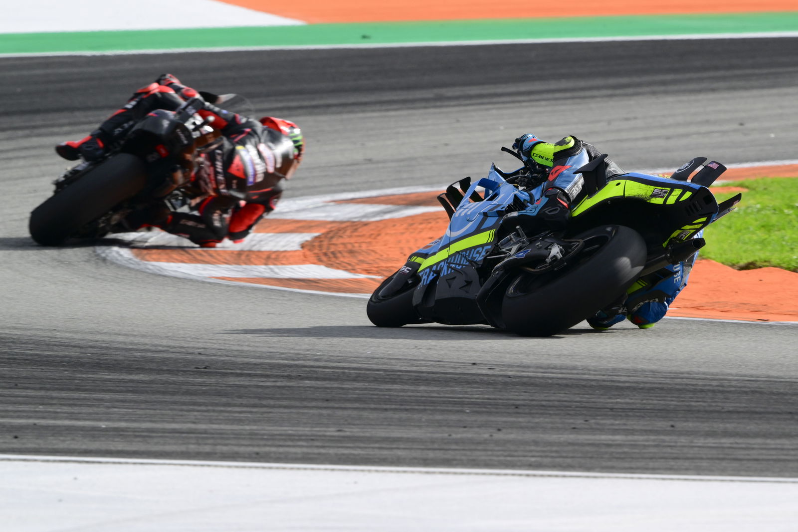 Raul Fernandez chases Marco Bezzecchi, 2025 MotoGP Valencia Grand Prix. Credit: Gold and Goose.