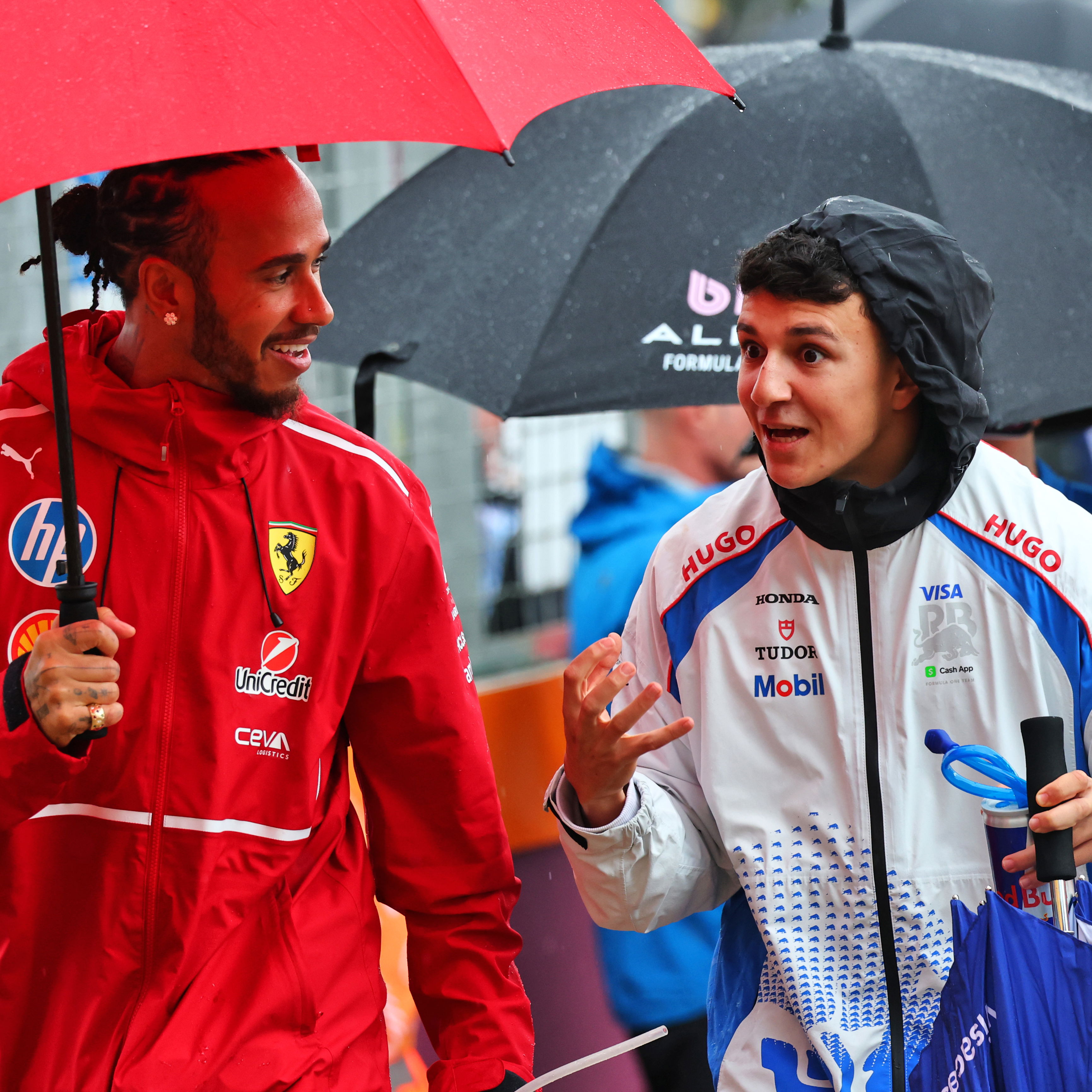 Lewis Hamilton and Isack Hadjar 