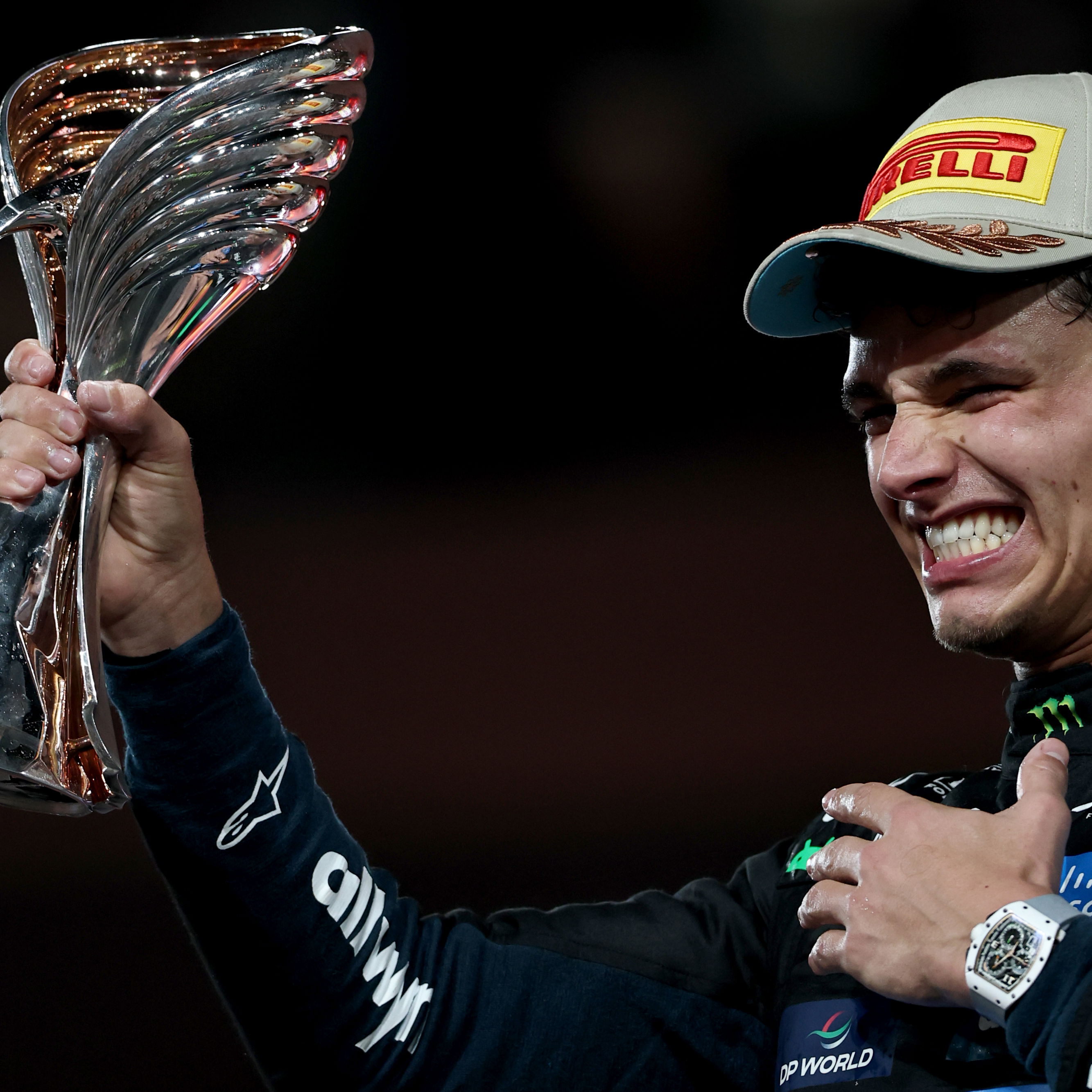 Norris didn't receive the actual F1 world championship trophy on Sunday