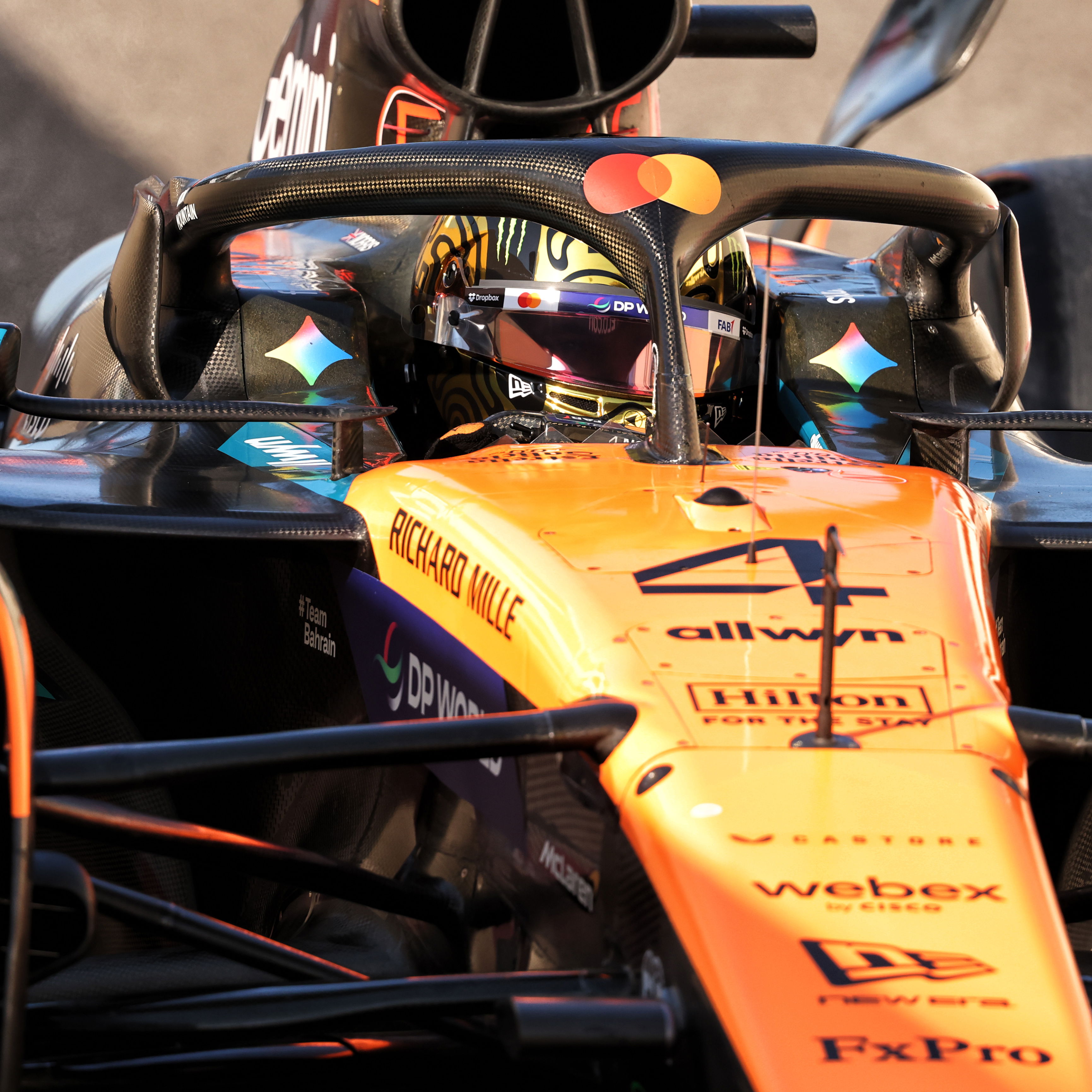 Norris had a new gold helmet after winning the F1 title