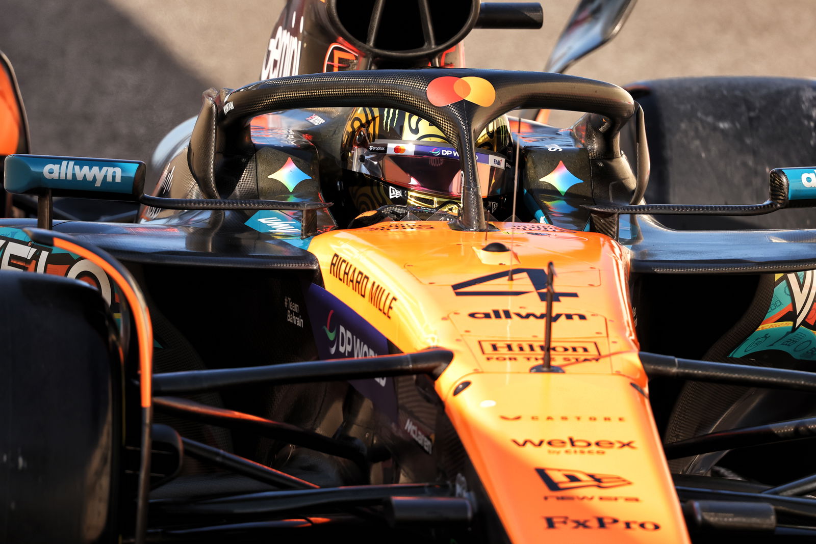 Norris had a new gold helmet after winning the F1 title