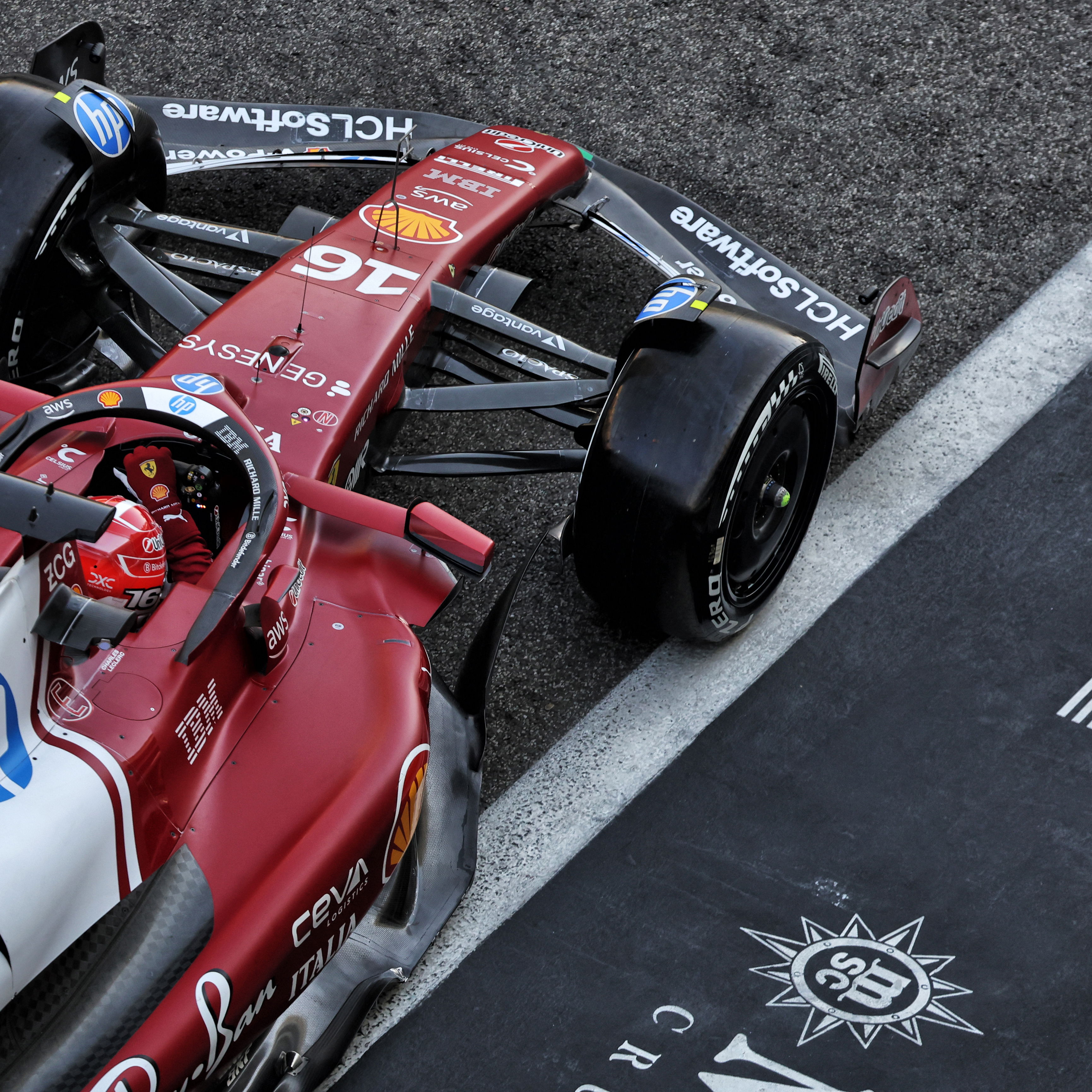 Leclerc drives the SF-25 for the final time in the post-season Abu Dhabi test