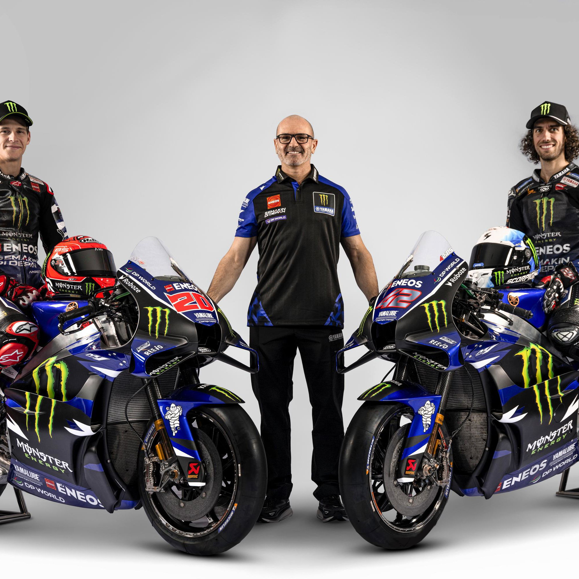 Quartararo, Meregalli, Rins, 2026 Yamaha MotoGP launch.